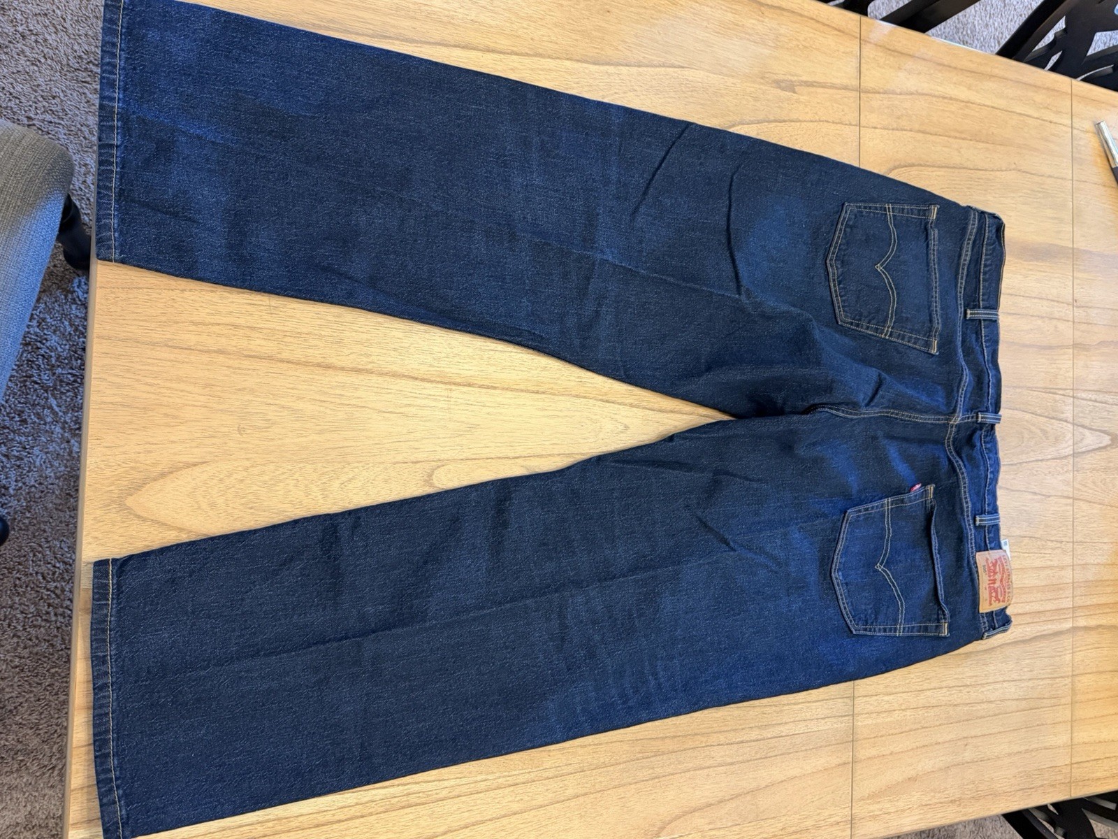 Levis 505 Jeans Mens 48×32 Dark Wash Straight Leg Big Tall Denim Clean