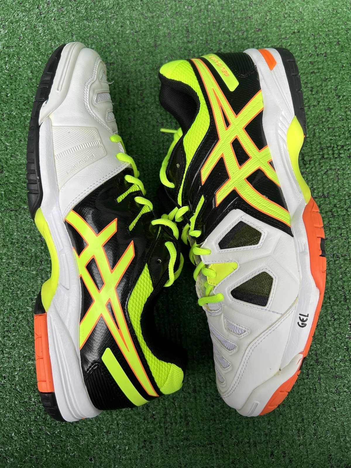 Asics Men’s Gel Game 5 E506Y White Yellow Running Shoes Sneakers Size 9.5 Used
