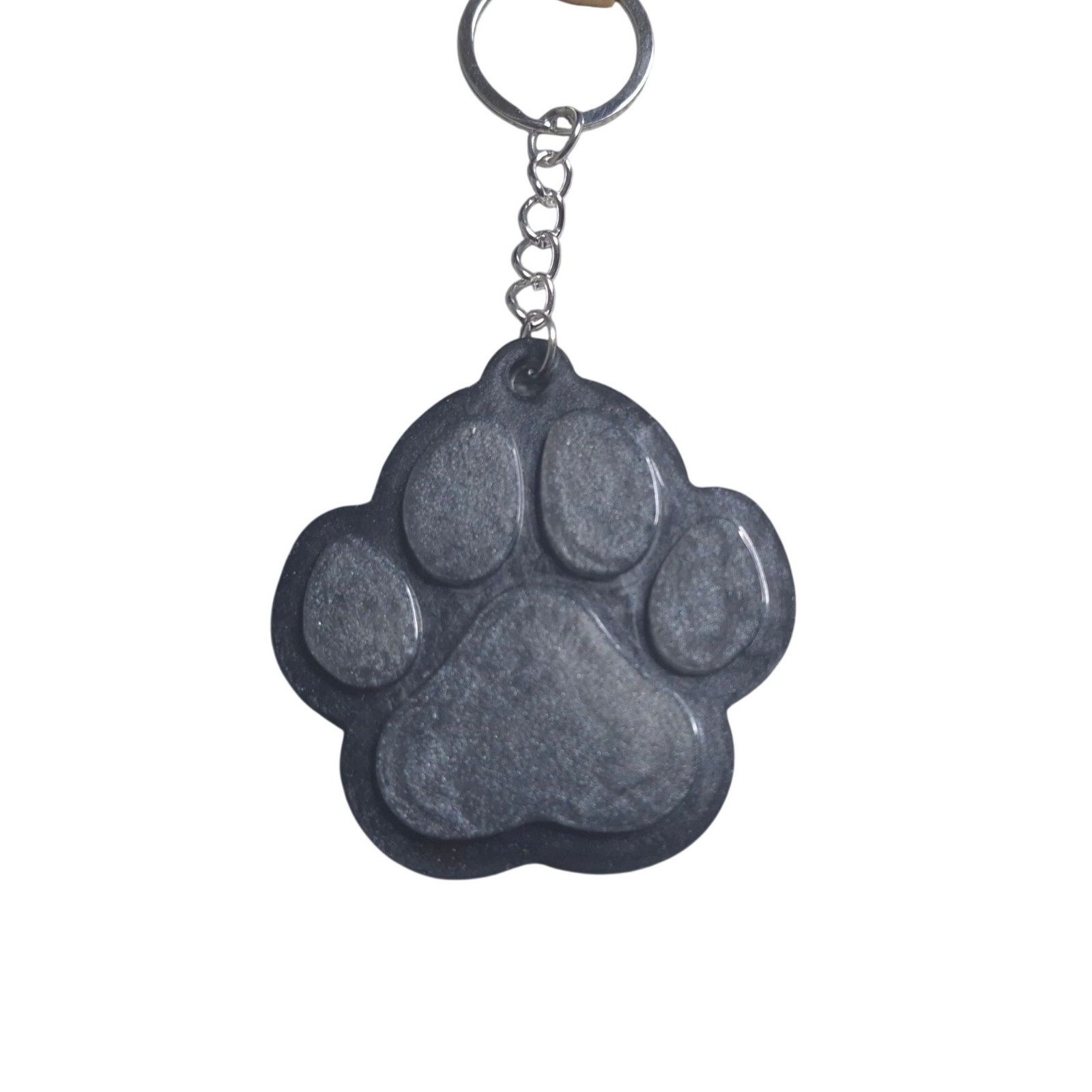 Handmade Resin Paw Print Keychain Black Pet Lover Gift Lightweight 2.25 in