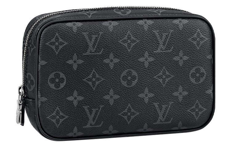 LOUIS VUITTON Toiletry Pouch Monogram Eclipse Pm Black Grey 7.9 x 2.4 x 5.1 in