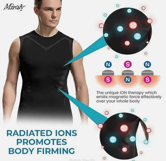 Men Compression Shirt Version Ionic Shaping Sleeveless Vest Sport Tank Top S-2XL