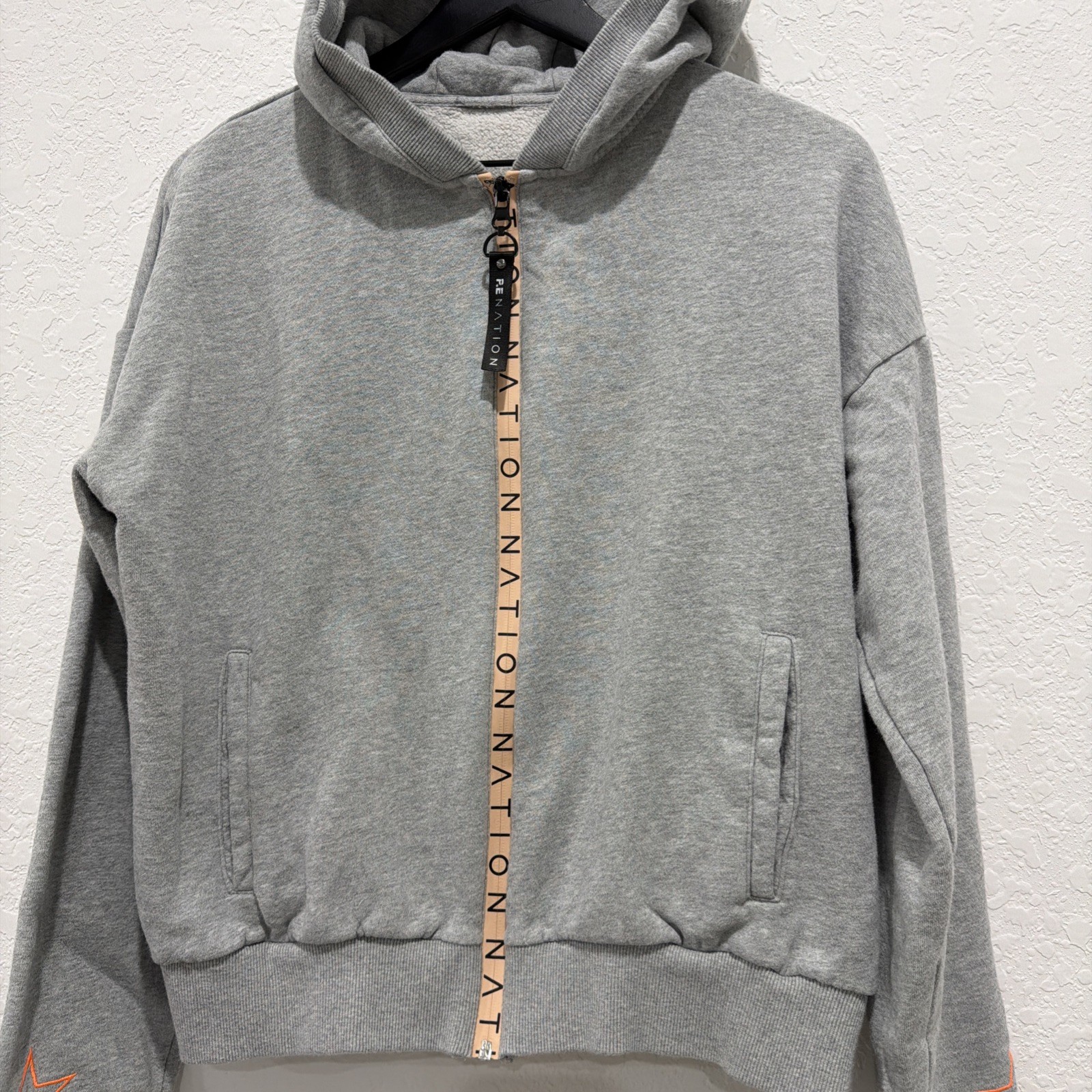 P.E Nation Gray Full Zip Hoodie Stars Size Medium