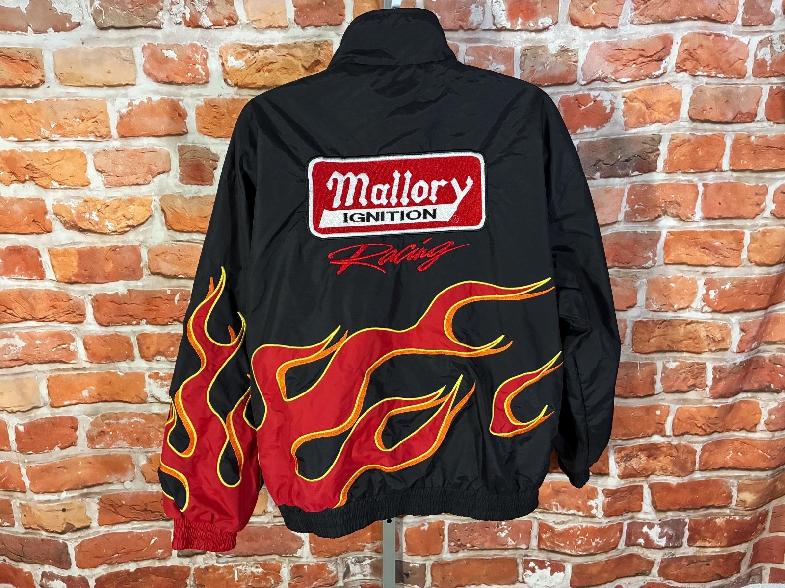 vintage Mallory Ignition Racing flames windbreaker jacket sz XL