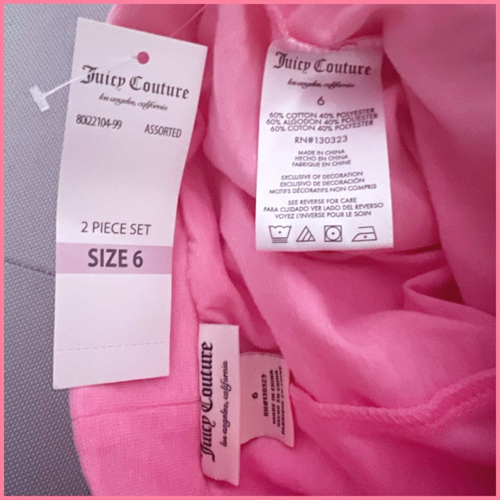 Juicy Couture Girls Size 6 Heather Gray & Pink Color 2pc Ruffle Scooter Set $75