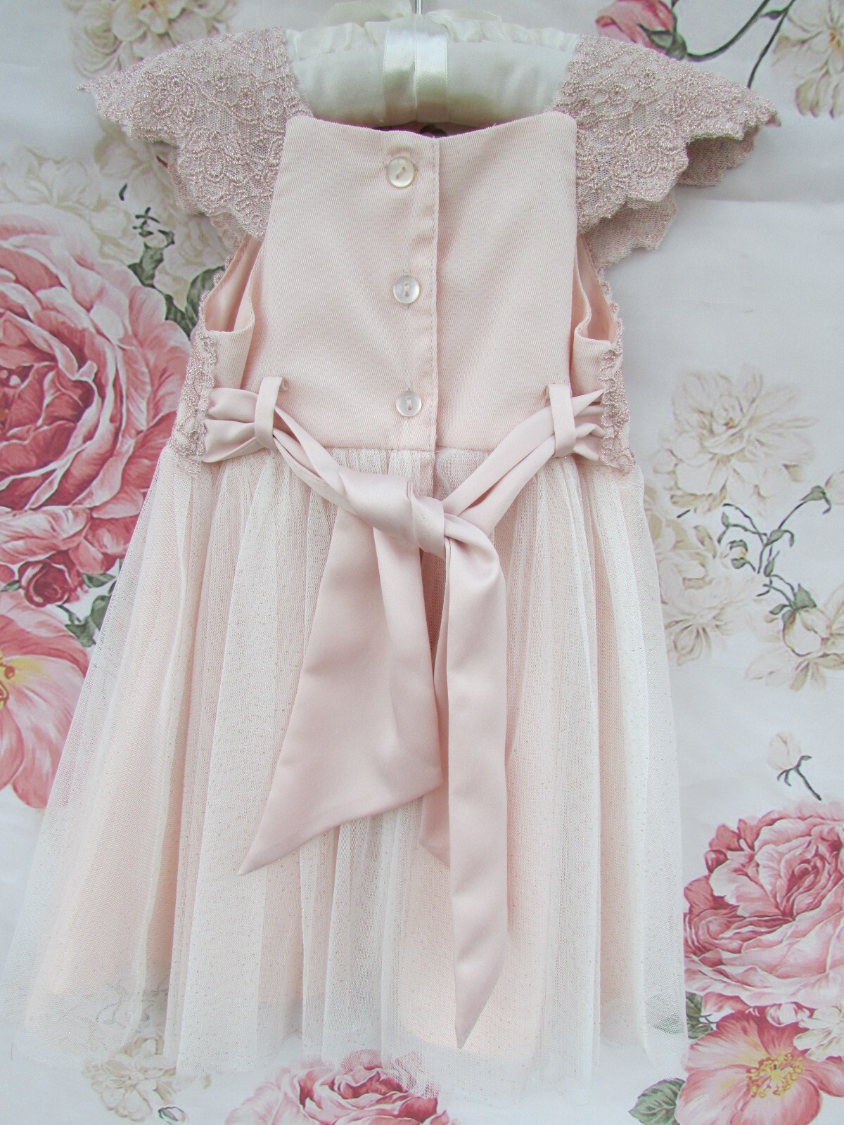 Pink Sparkle Estella Christening Party Occasion Dress 3-6 MONSOON £48 WORN ONCE