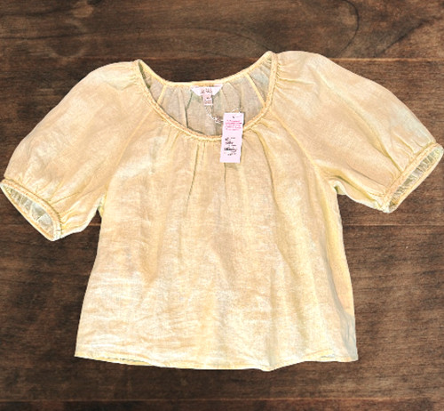 Lilly Pulitzer Calais 100% Linen Blouse Women’s XL Braided Trim Lemon Yellow