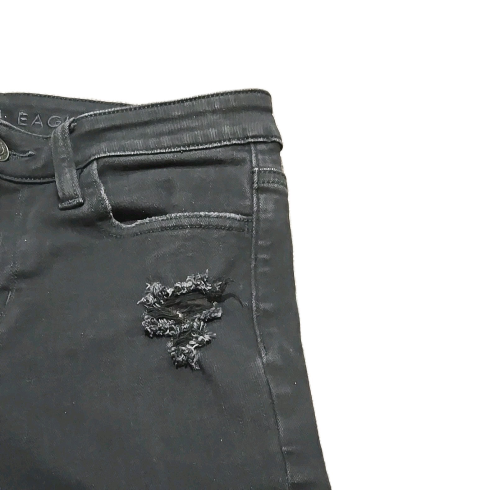 American Eagle Black Distressed Jeggings Womens Size 2 Skinny Jeans Stretch