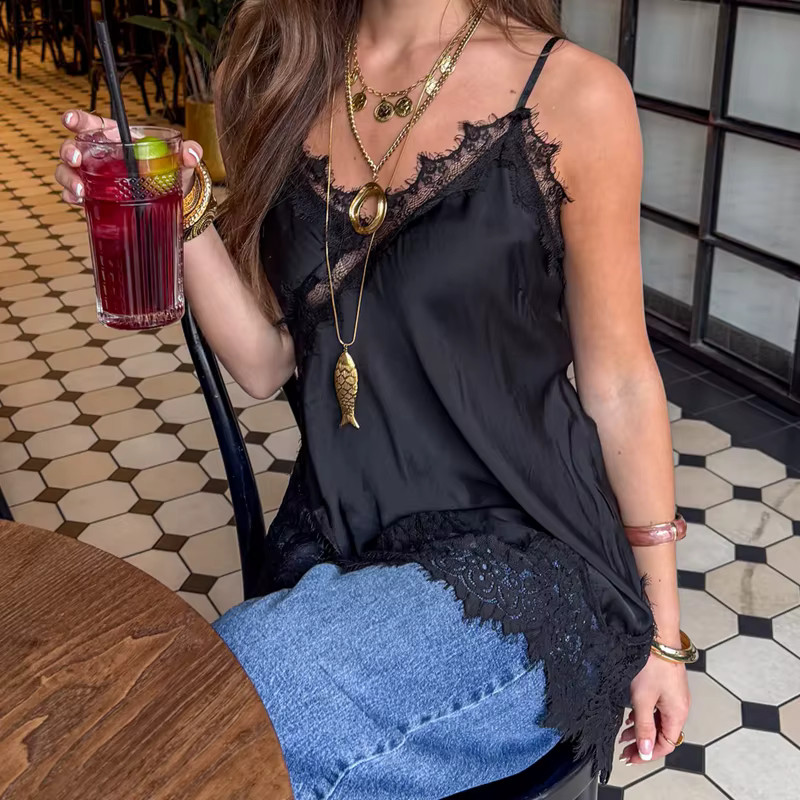 Womens Y2K Lace Cami Babydoll Tank Fairy Grunge Coquette spaghetti strap Top S-L
