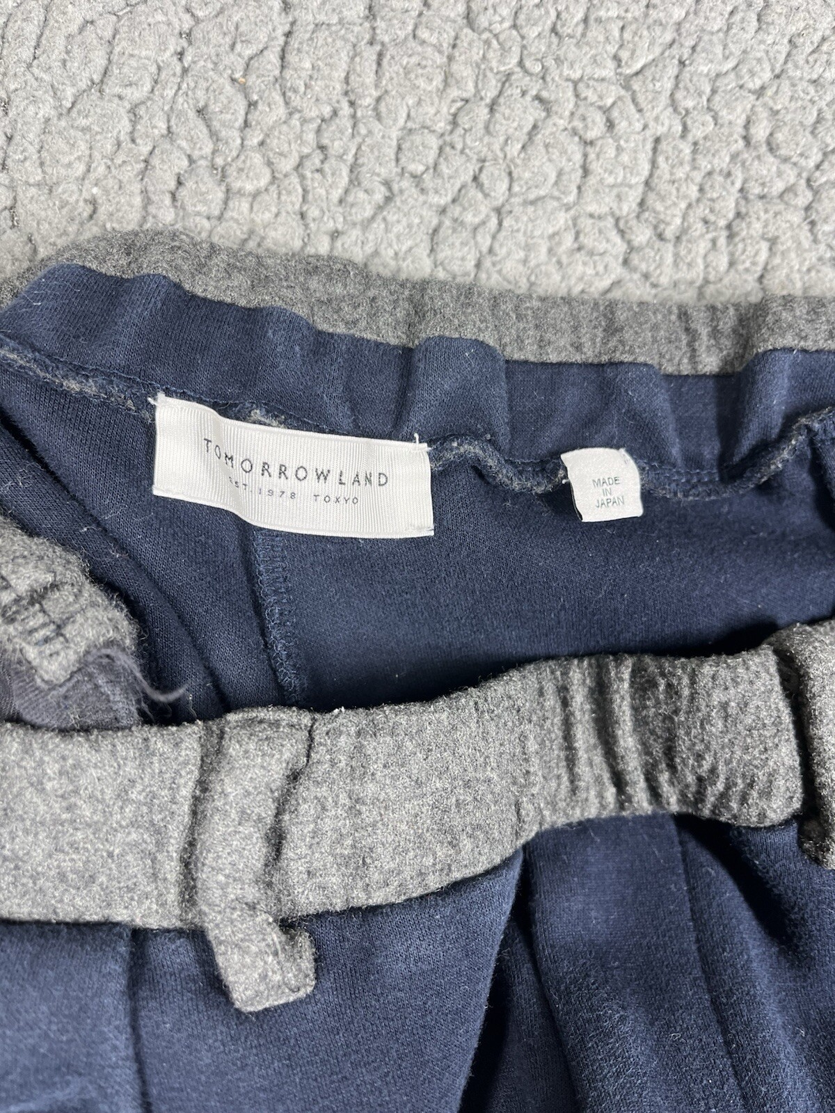 Tomorrowland Tokyo Pants Mens Medium Navy Blue Grey Contrast Waistband Joggers