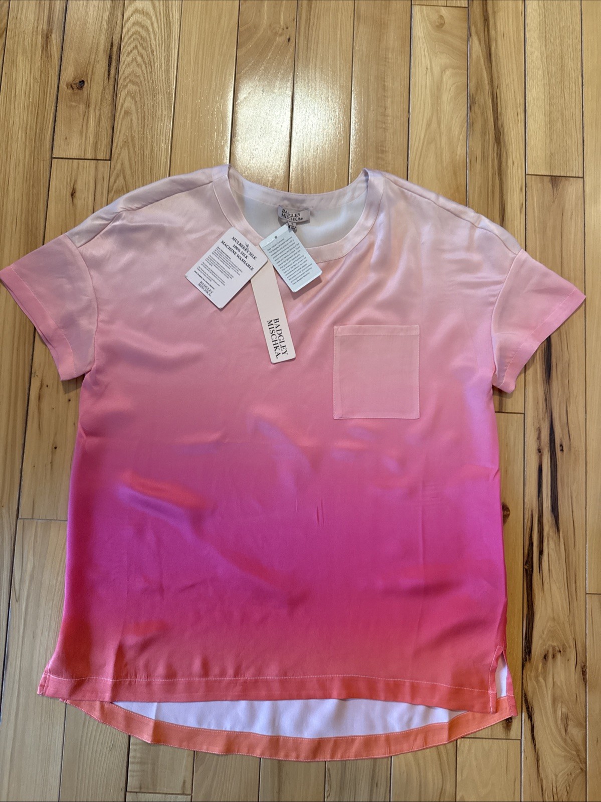 BADGLEY MISCHKA Ombre Mulberry Silk Blouse Women’s Size S Multi NWT