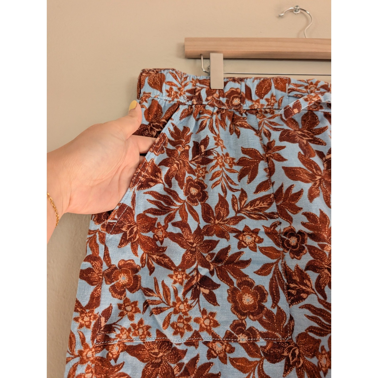 a.n.a Floral Linen Blend Shorts Elastic Waist Tie Summer Beach Boho Womens XL