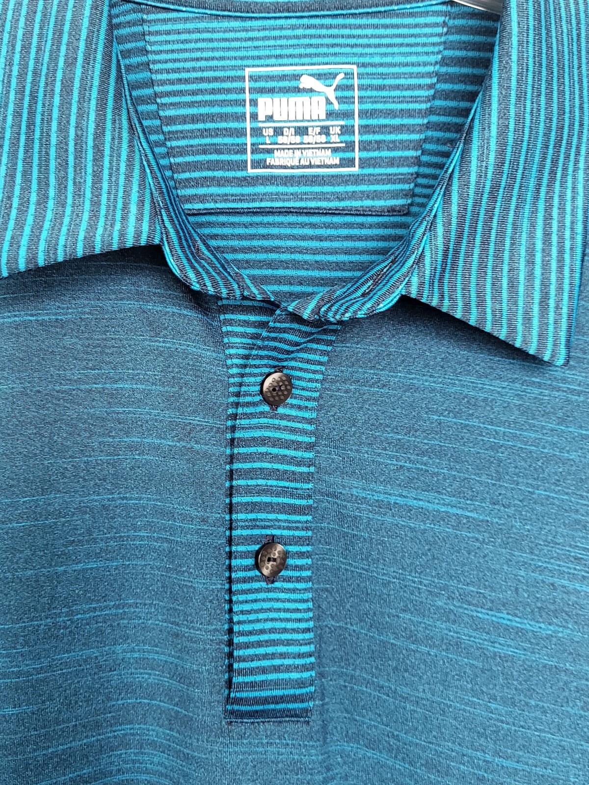 Cobra Puma Golf Dry Cell Men’s Blue Stripes Stretch Active Polo Golf Shirt Sz L