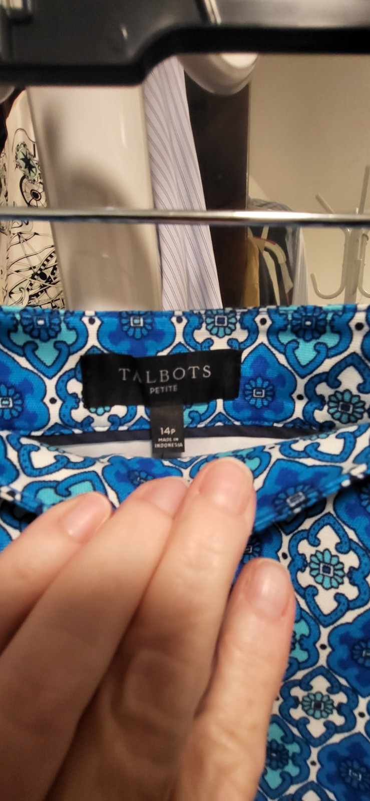 Talbots Petite NWT $79 Shades of Blue & White Moroccan Print Short Skirt 14P