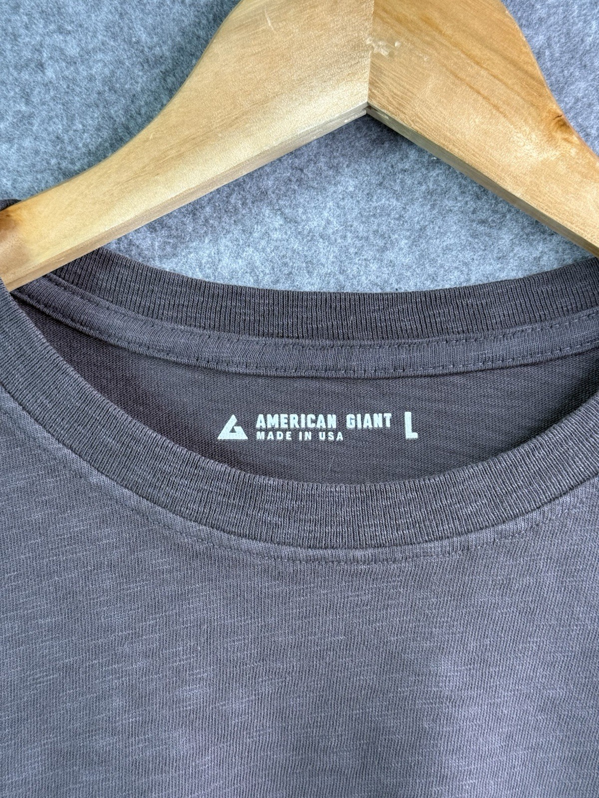 American Giant Gray Premium Slub Crew Neck T Shirt Men’s Large USA Made