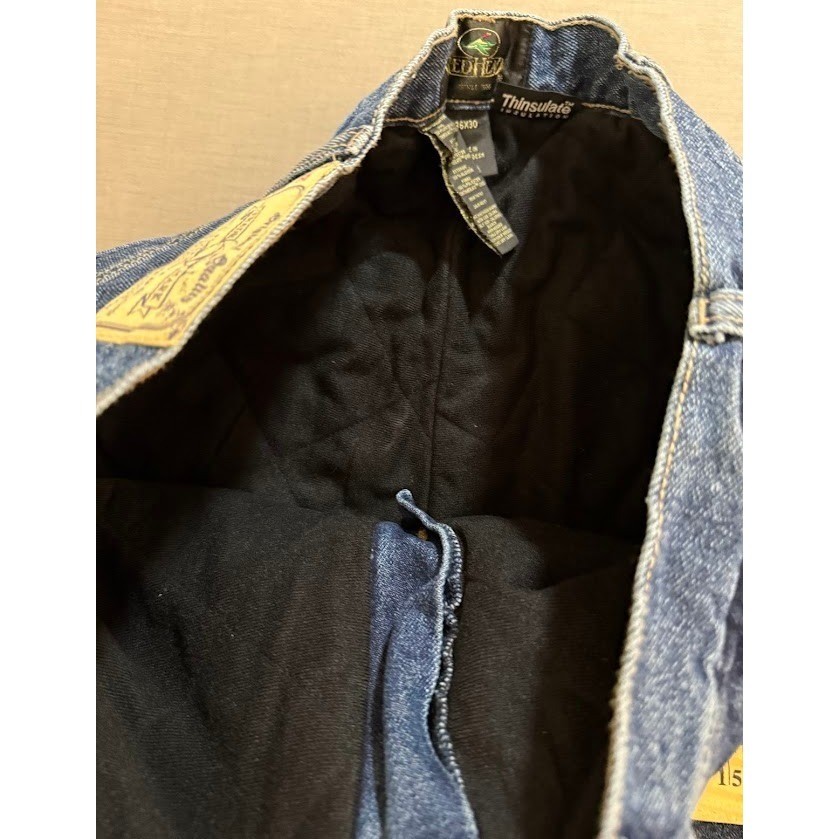 Redhead Insulated Lined Denim Jeans Relaxed Fit Blue Pocketed Belted Zip 36X29.