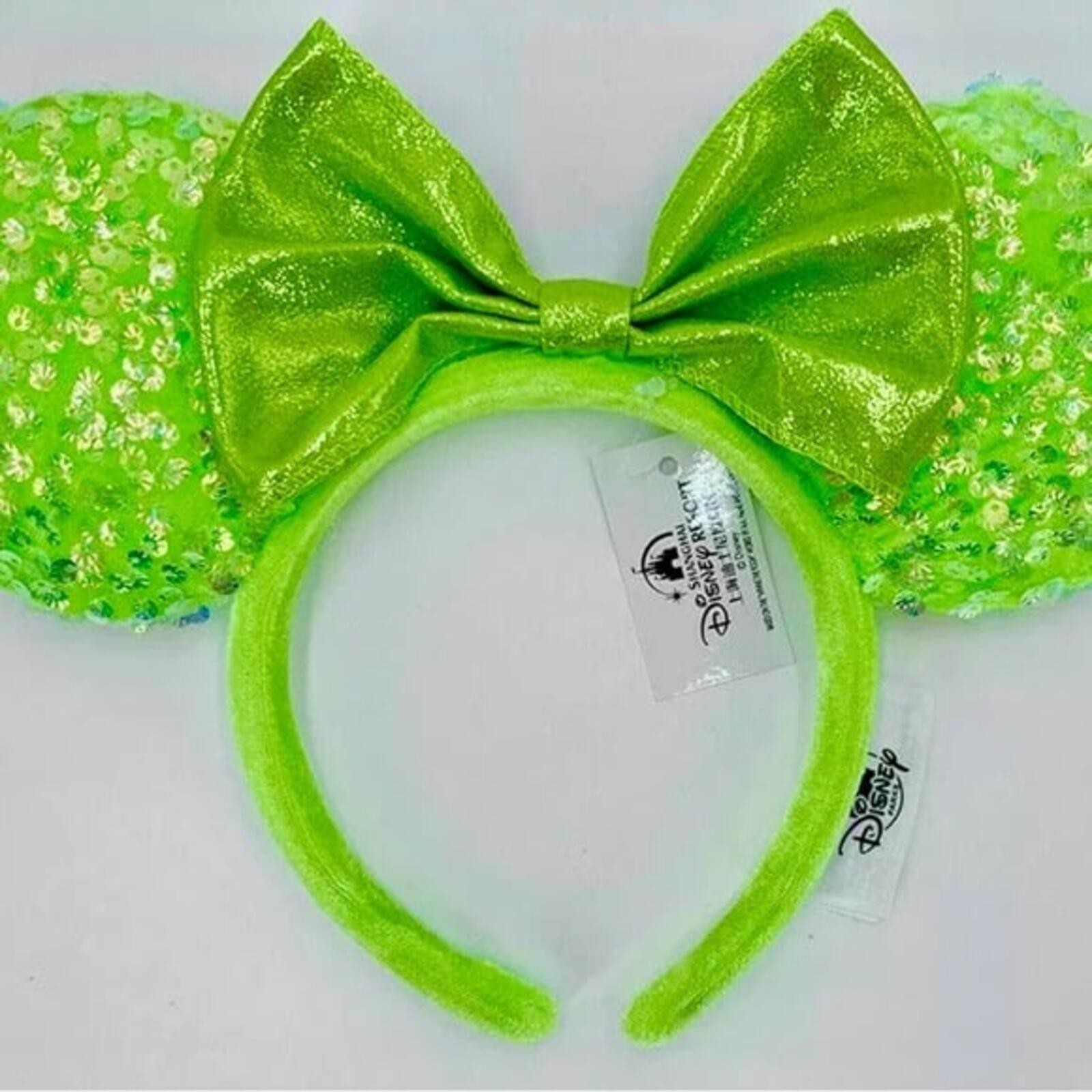 Disney Neon Green Sequin Minnie Ears Headband Lime