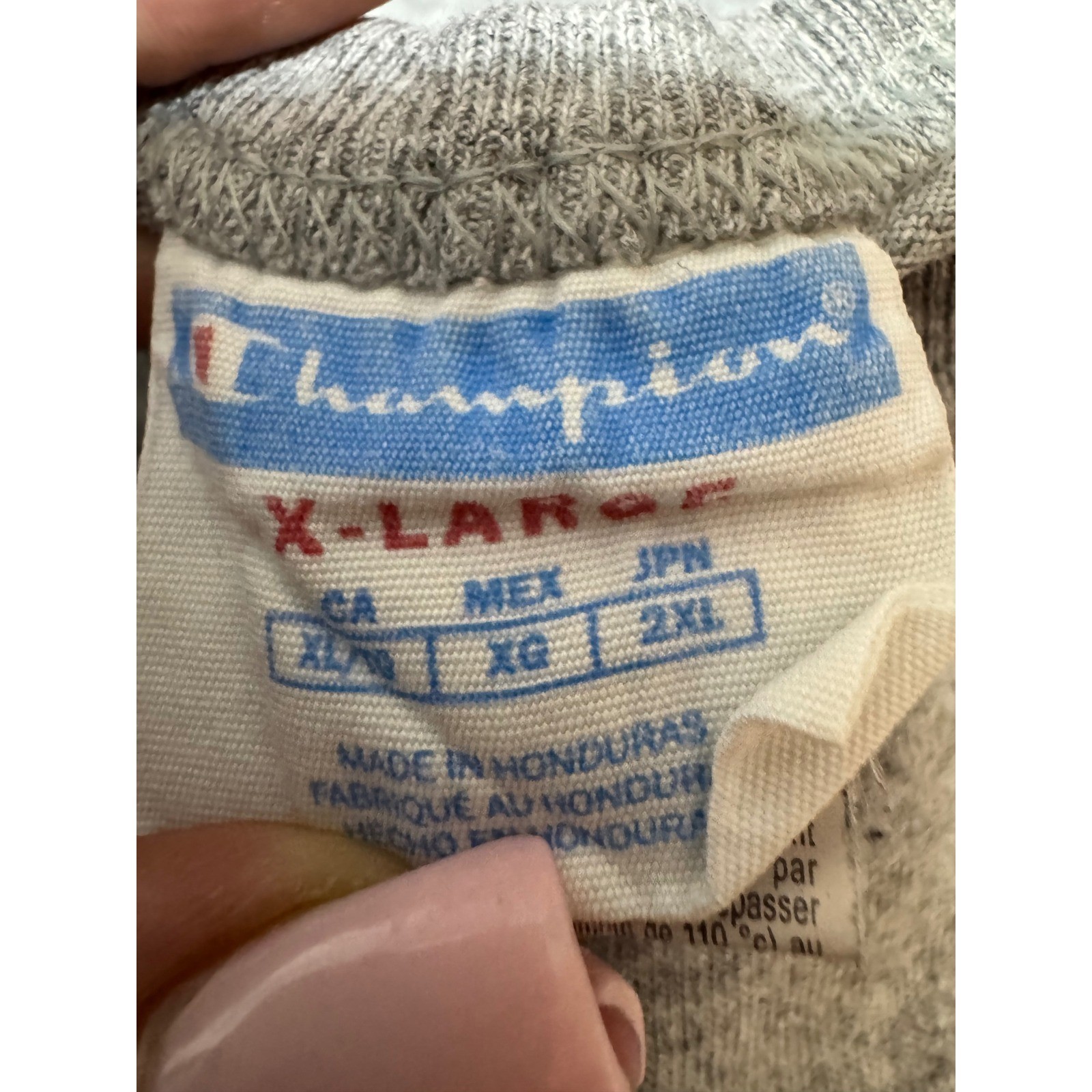 Y2K Champion Mens Heather Gray Script Logo Graphic T-Shirt XL GT19