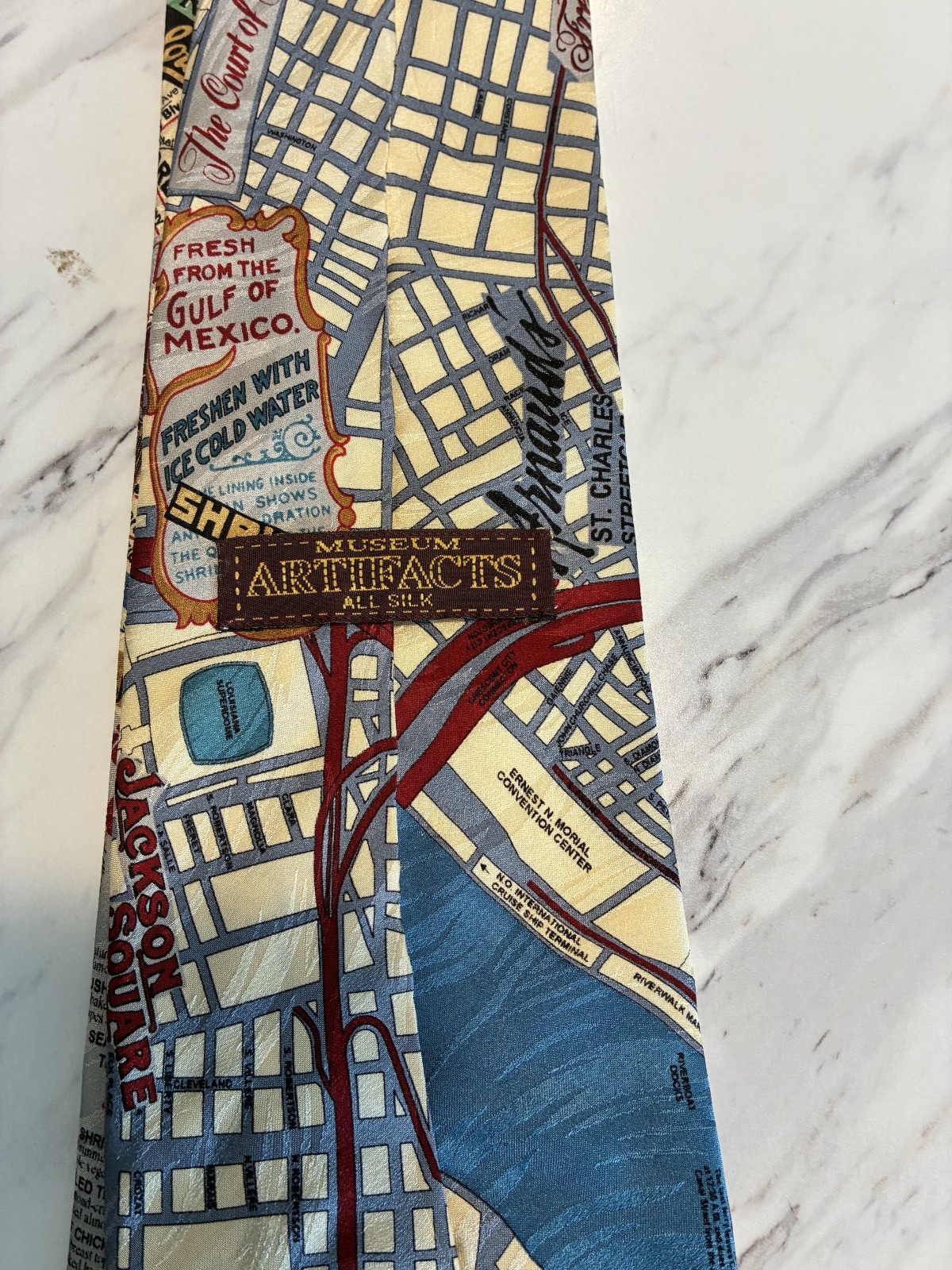 Vintage Men’s Neck Tie Museum Artifacts New Orleans LA Street Map Space Necktie