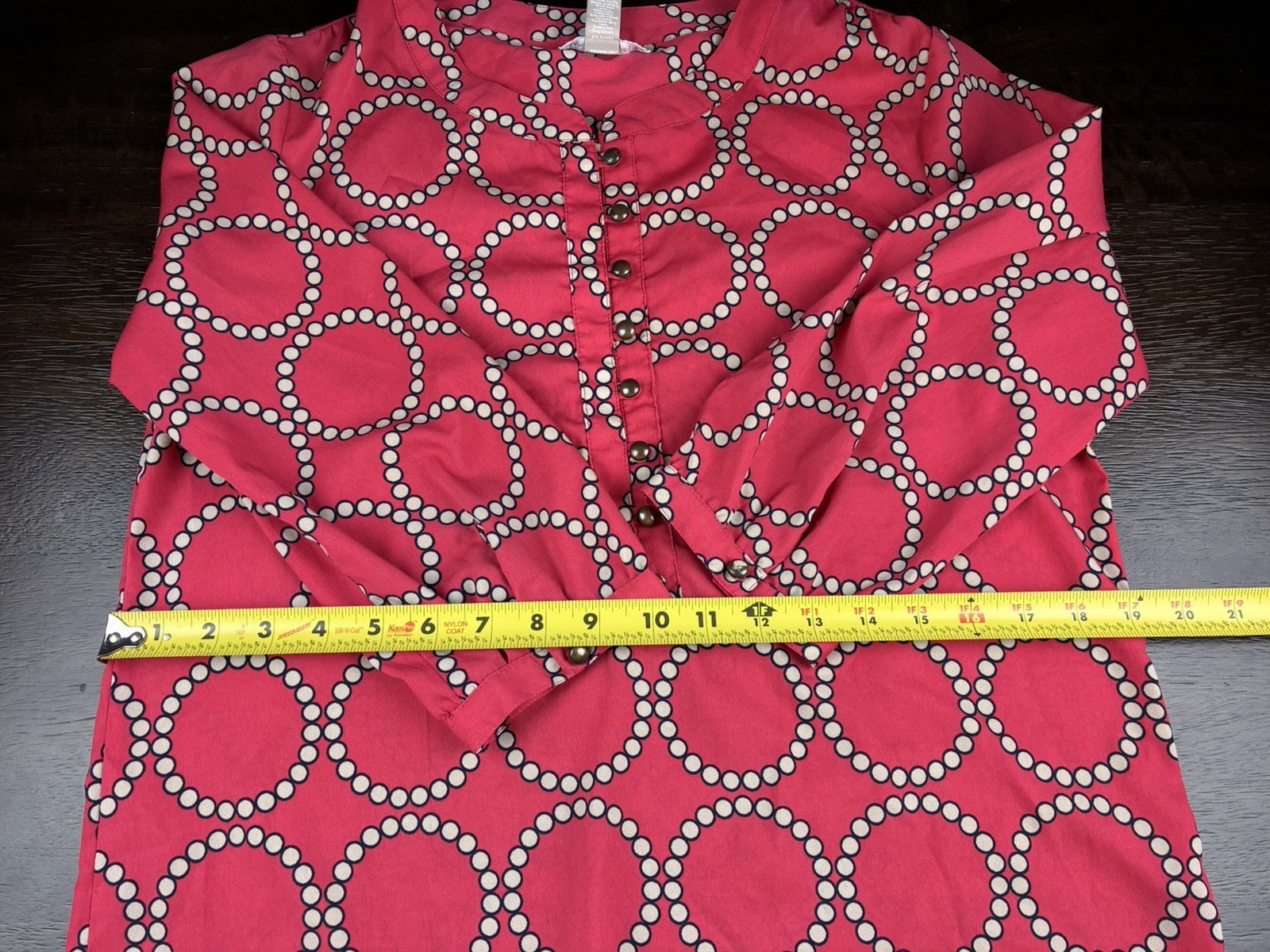 Banana Republic Soft Red Dot Ring Top W Size S Henley Lightweight Retro Preppy