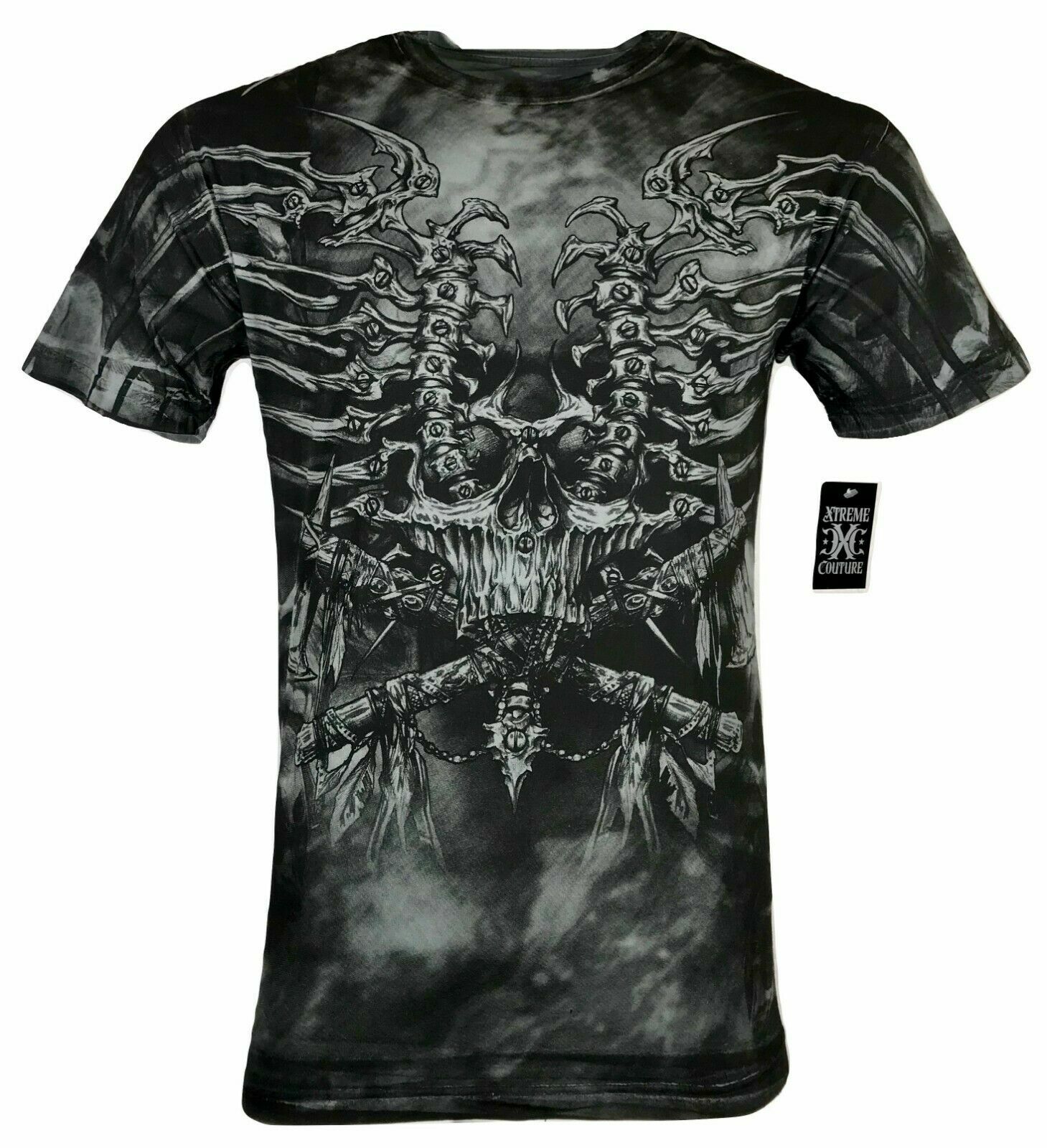 Xtreme Couture Affliction Men’s T-Shirt IRONE BONE Black Tattoo Biker S-5XL