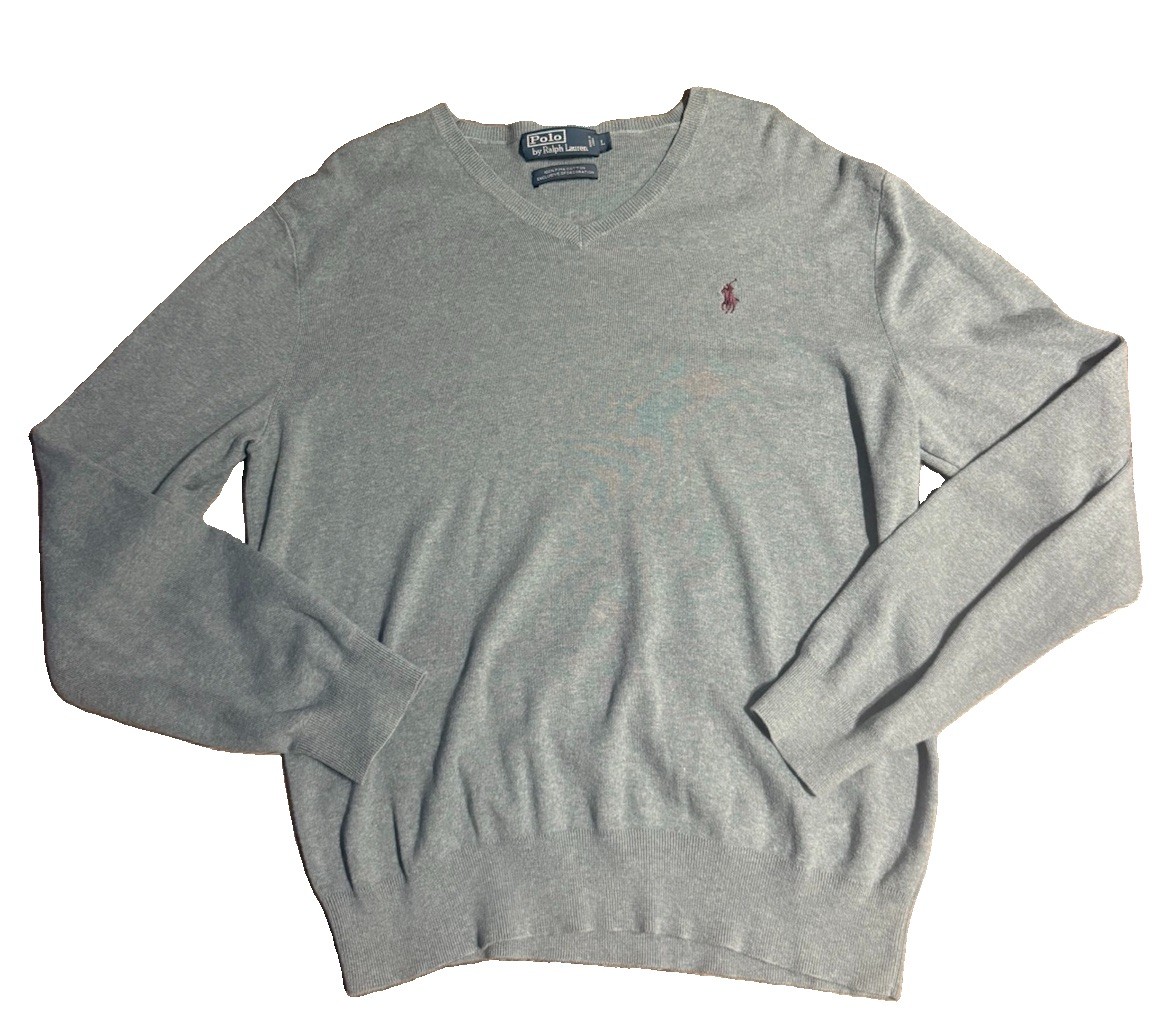 Polo by Ralph Lauren Sweater Men’s Large Pima Cotton V-Neck Seafoam Sage Green