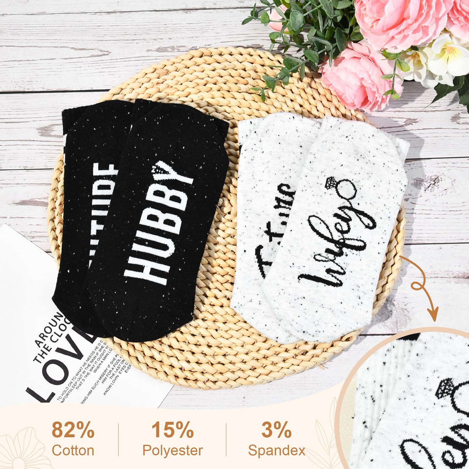 Engagement Gifts Couples 2025 Socks Bride Groom, 2 Count Black One Size Cotton