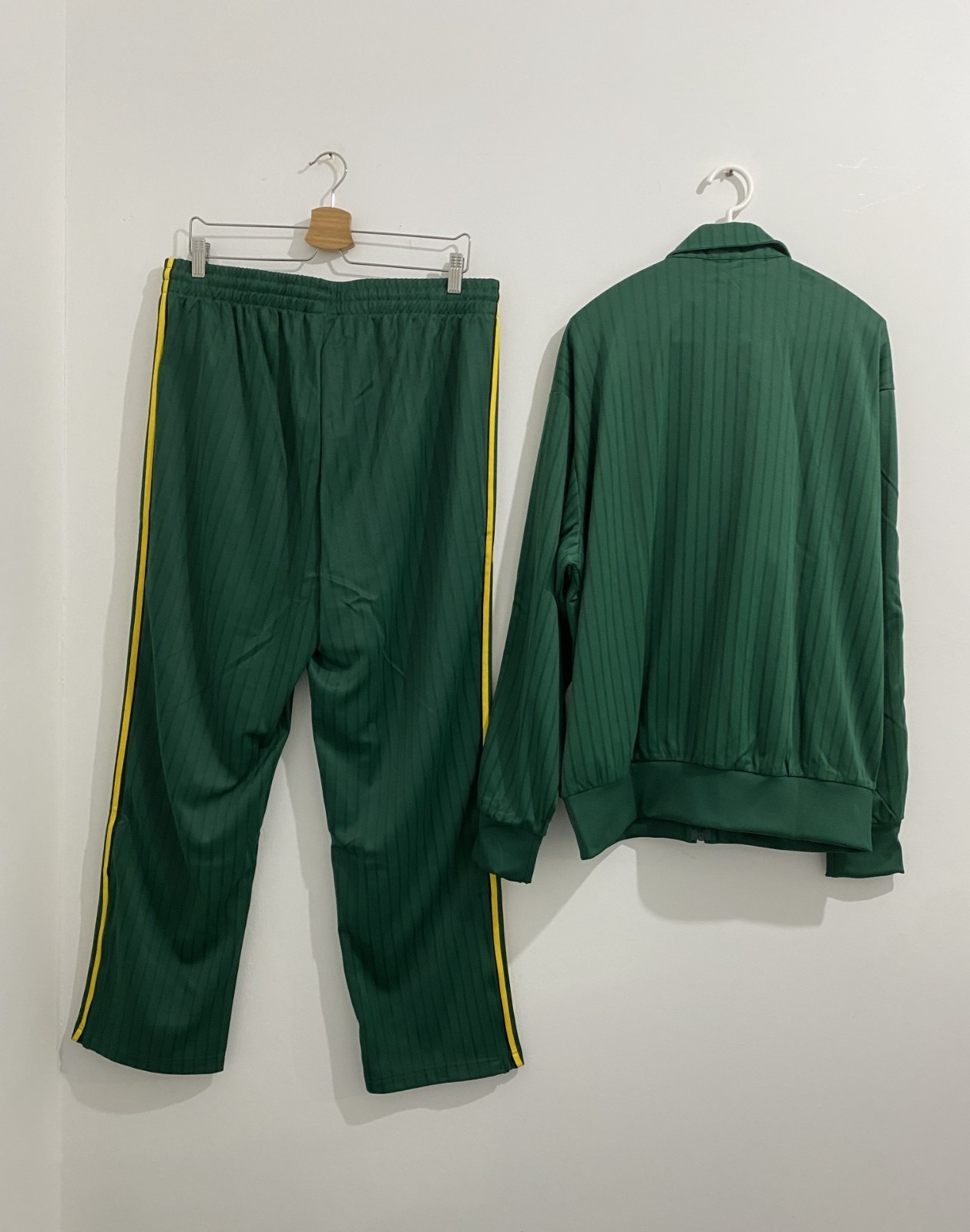 adidas Originals Men’s Firebird Pinestripe Track Suit Marley Green Set