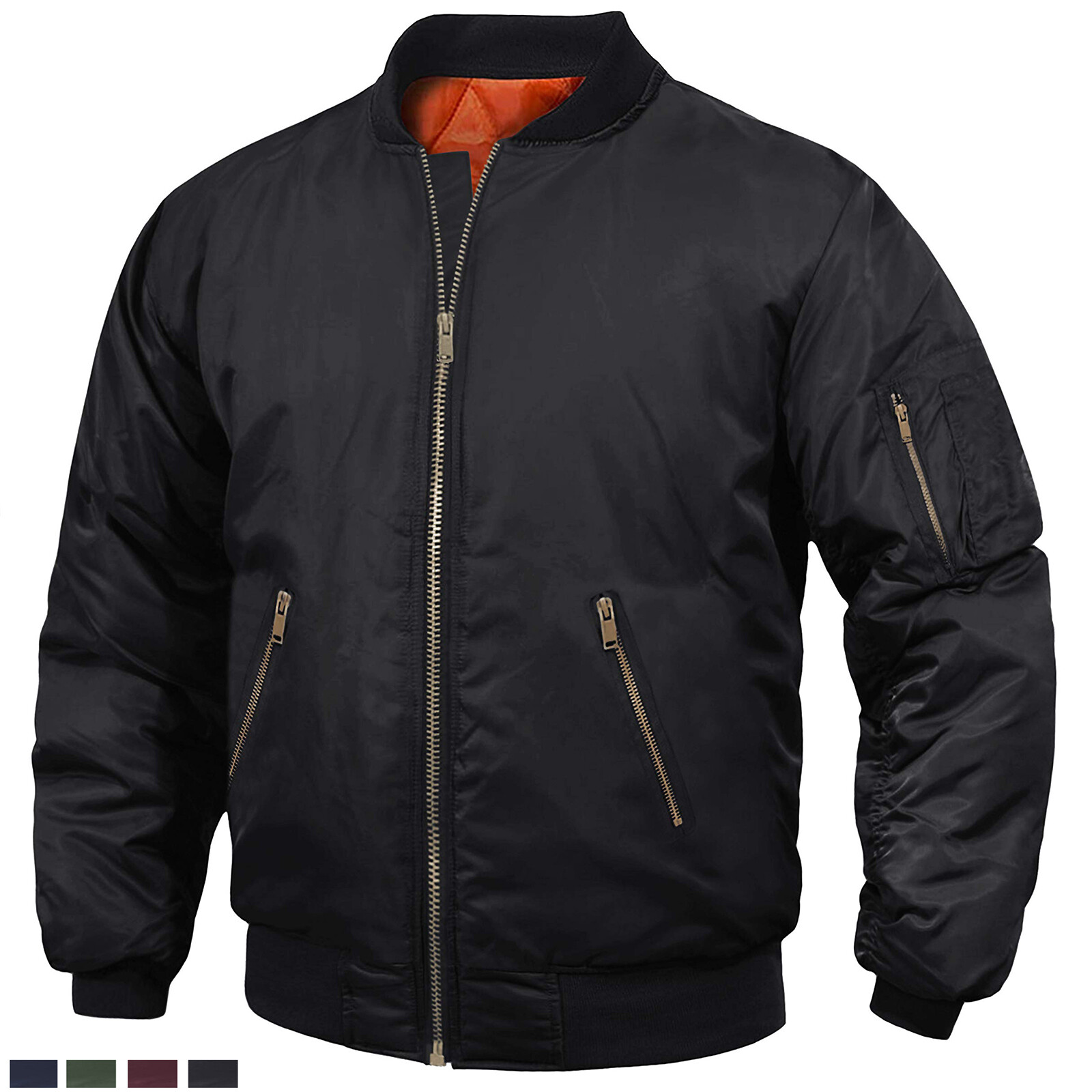 Men’s Premium Bomber Jacket Full Zip Up Quilted Lined Pilot Jacket Casual Work