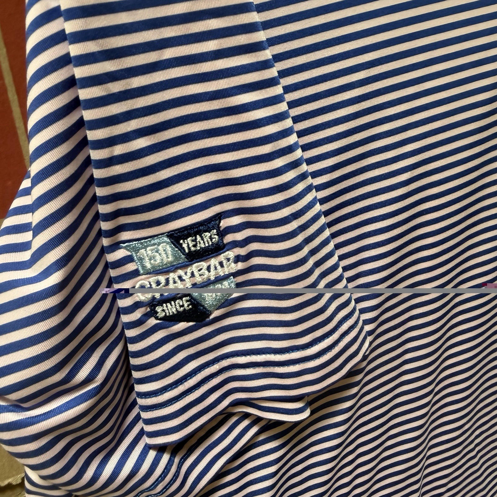 Footjoy LARGE Shirt Blue Pink Striped Polo Short Sleeve Golf Casual