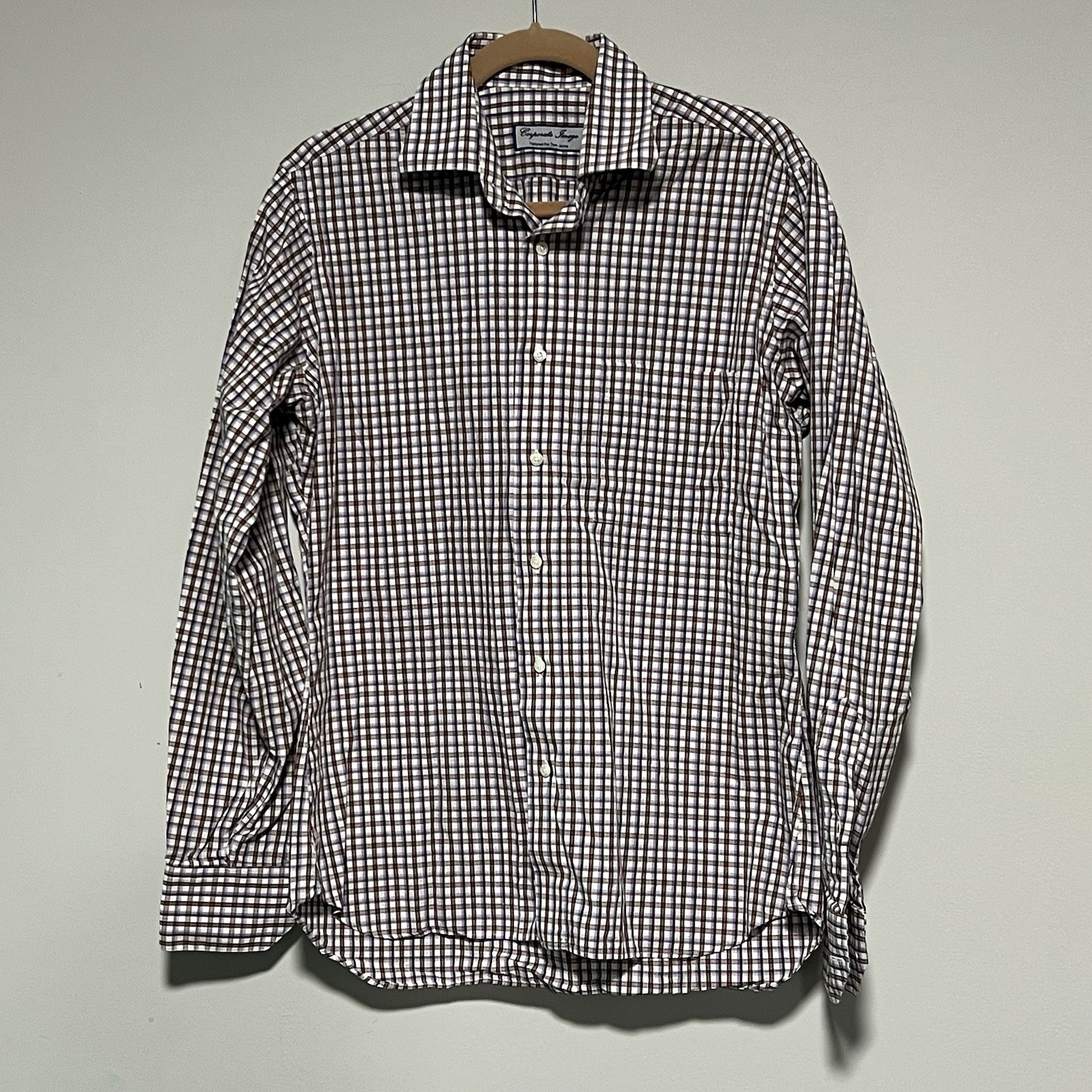 Corporate Image Men’s Size Large Plaid Button Front Long Sleeve Collared Shirt