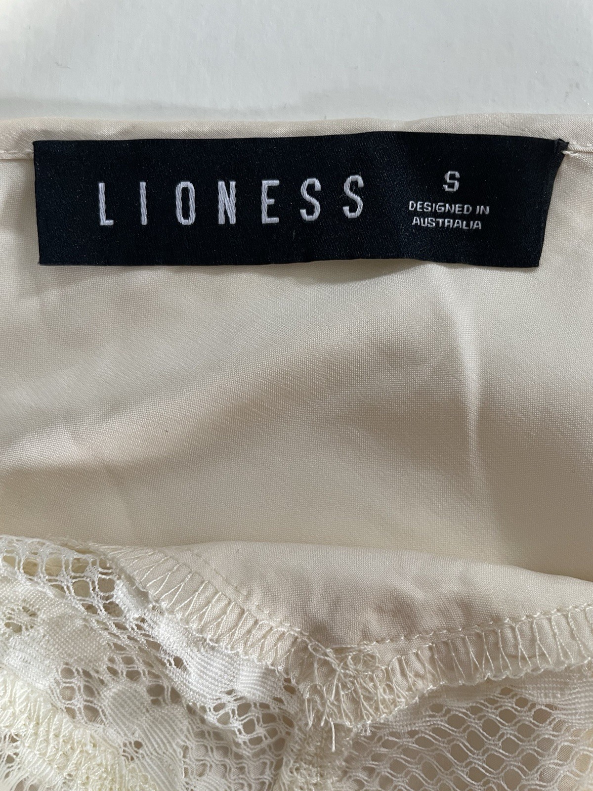 Lioness Bel Air Ivory Lemon Mini Dress Lace Size Small
