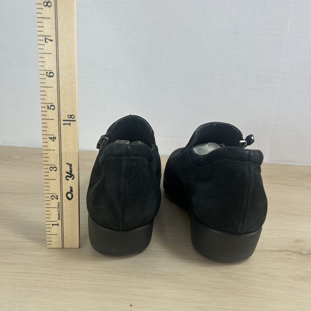 Munro Napoli Zip Bootie Loafer Shoe Comfort Black Suede Leather US 6.5 NO INSOLE