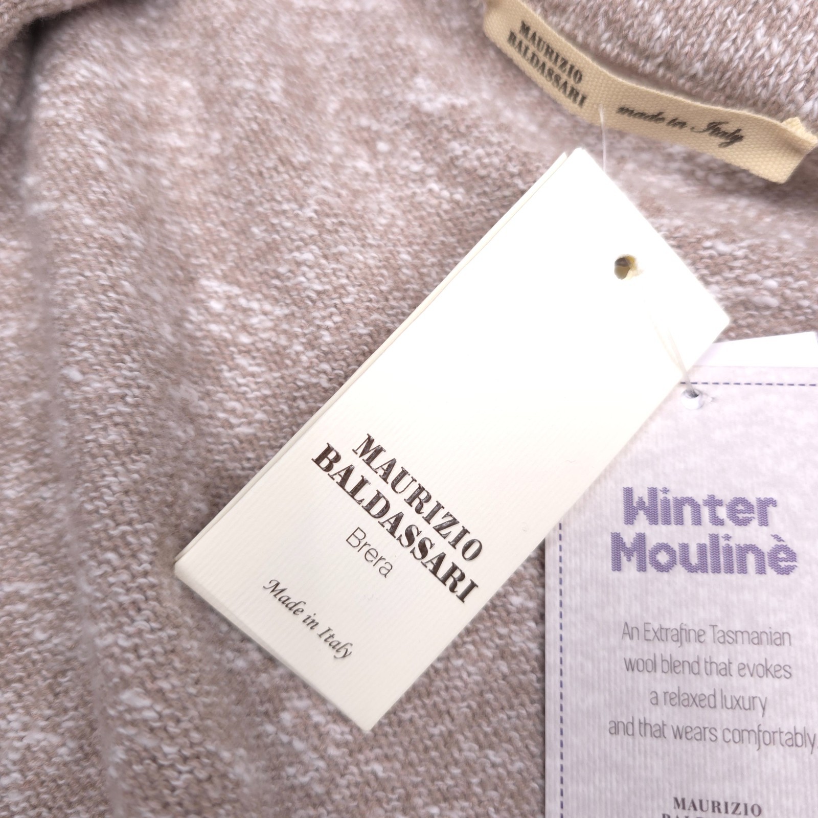 Maurizio Baldassari Winter Mouline Sweater Jacket Mens Size Italy 52 Tan Swacket