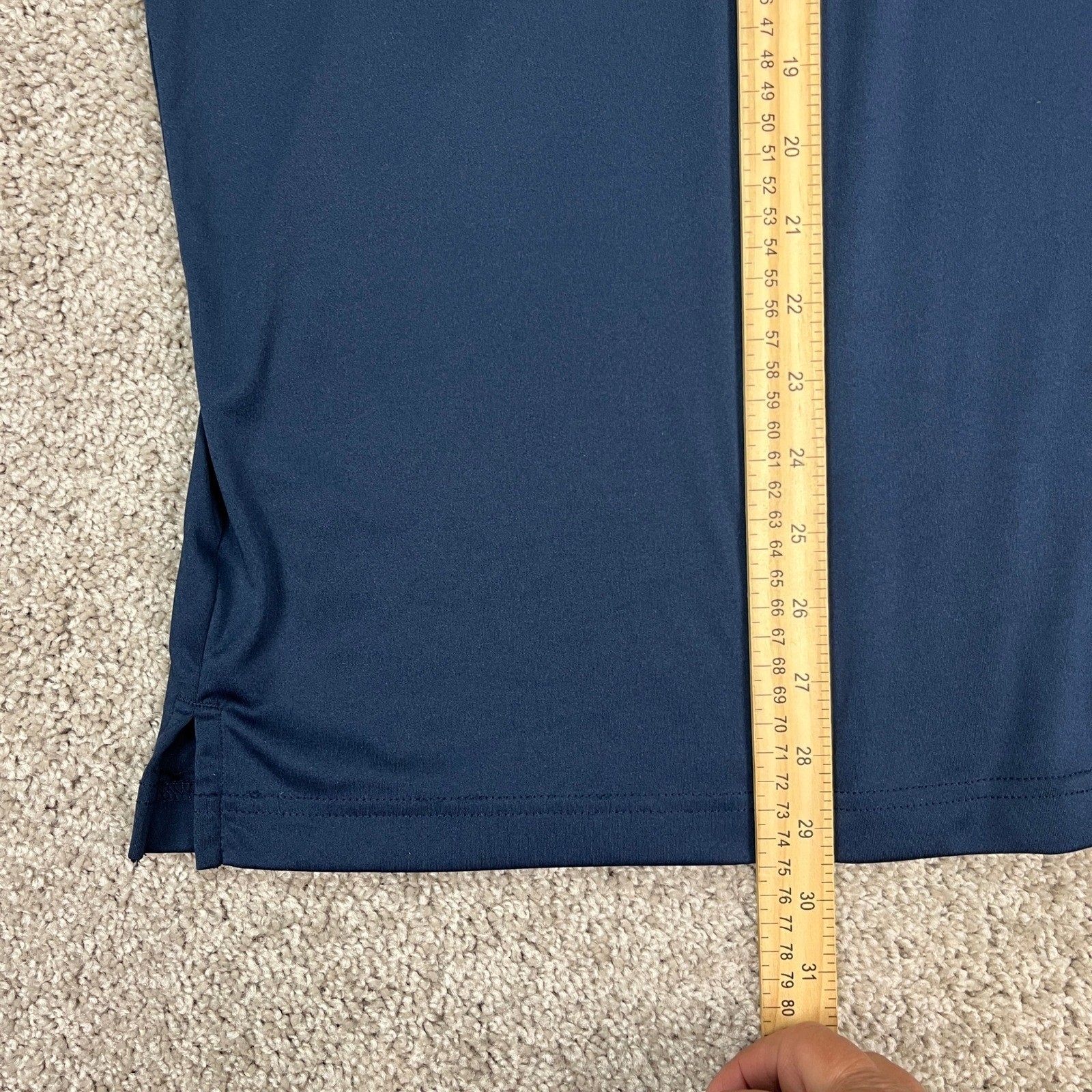 Antigua Polo Shirt Men Medium Navy Blue 3 Button Placket Performance NASCAR