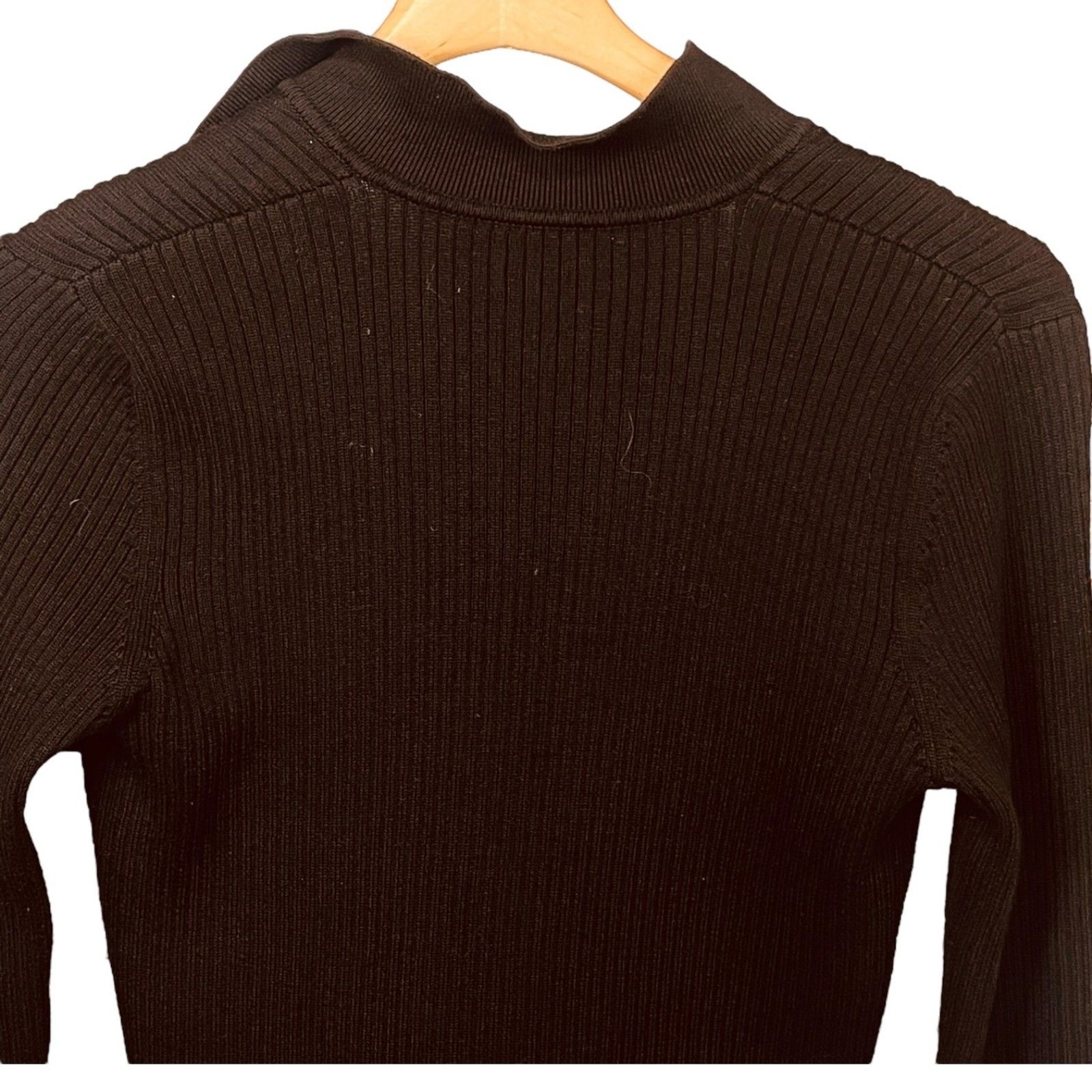 Ralph Lauren Black Ribbed Lace-Up V-Neck Cotton Sweater Size M EUC