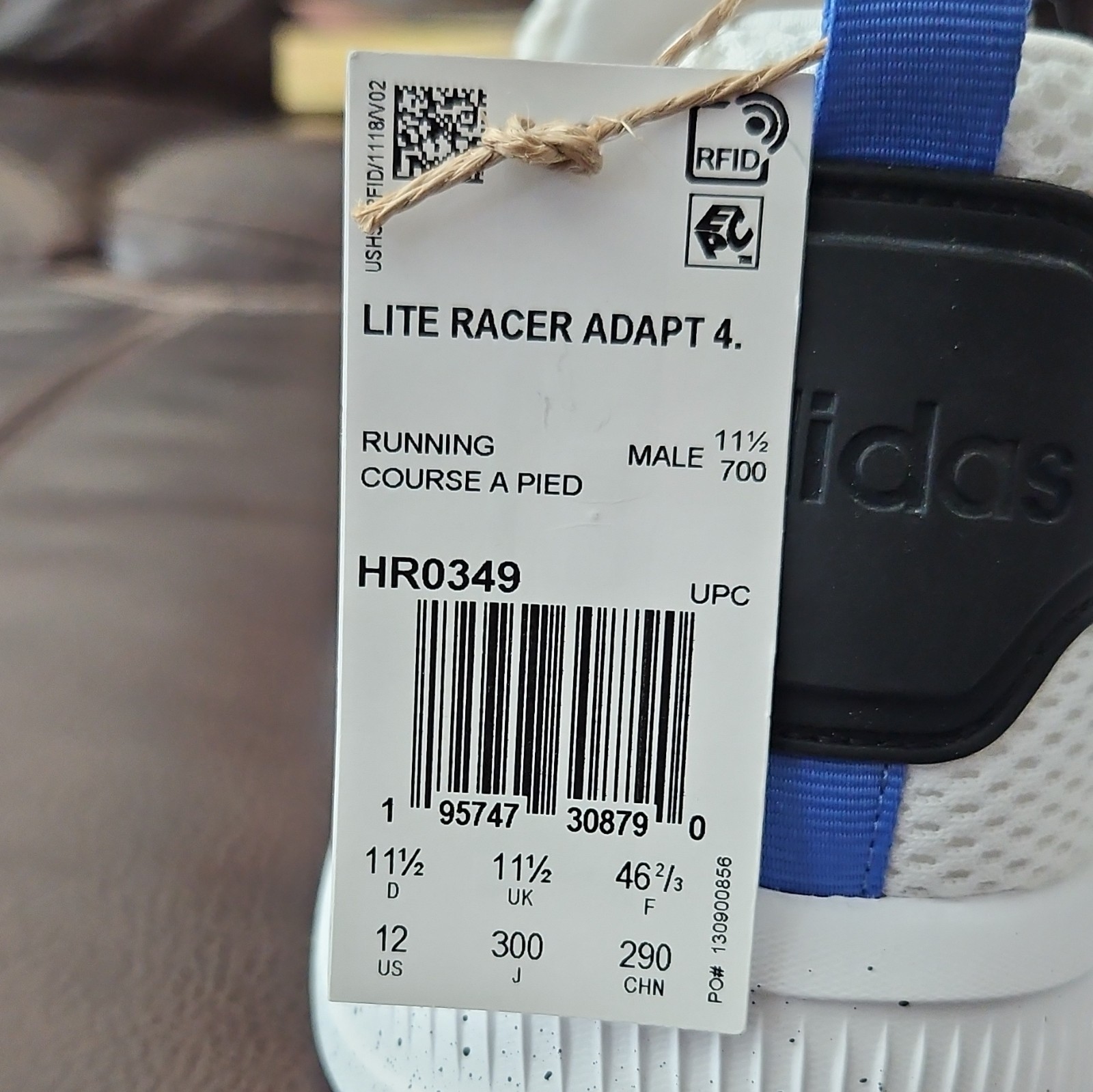 adidas Lite Racer Adapt 4.0 Slip-On Running Sneaker White/Black/Blue HR0349 Men