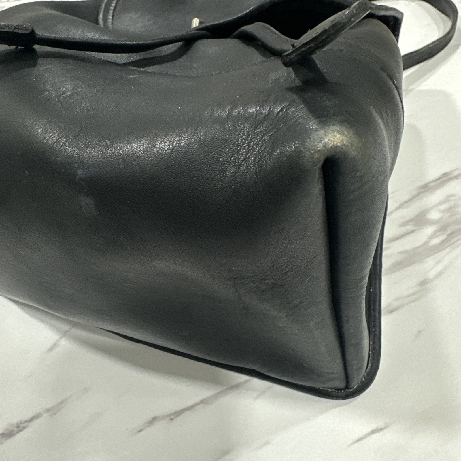 COACH Vintage 9791 Black Leather Backpack “The Daypack” Drawstring Turn-lock
