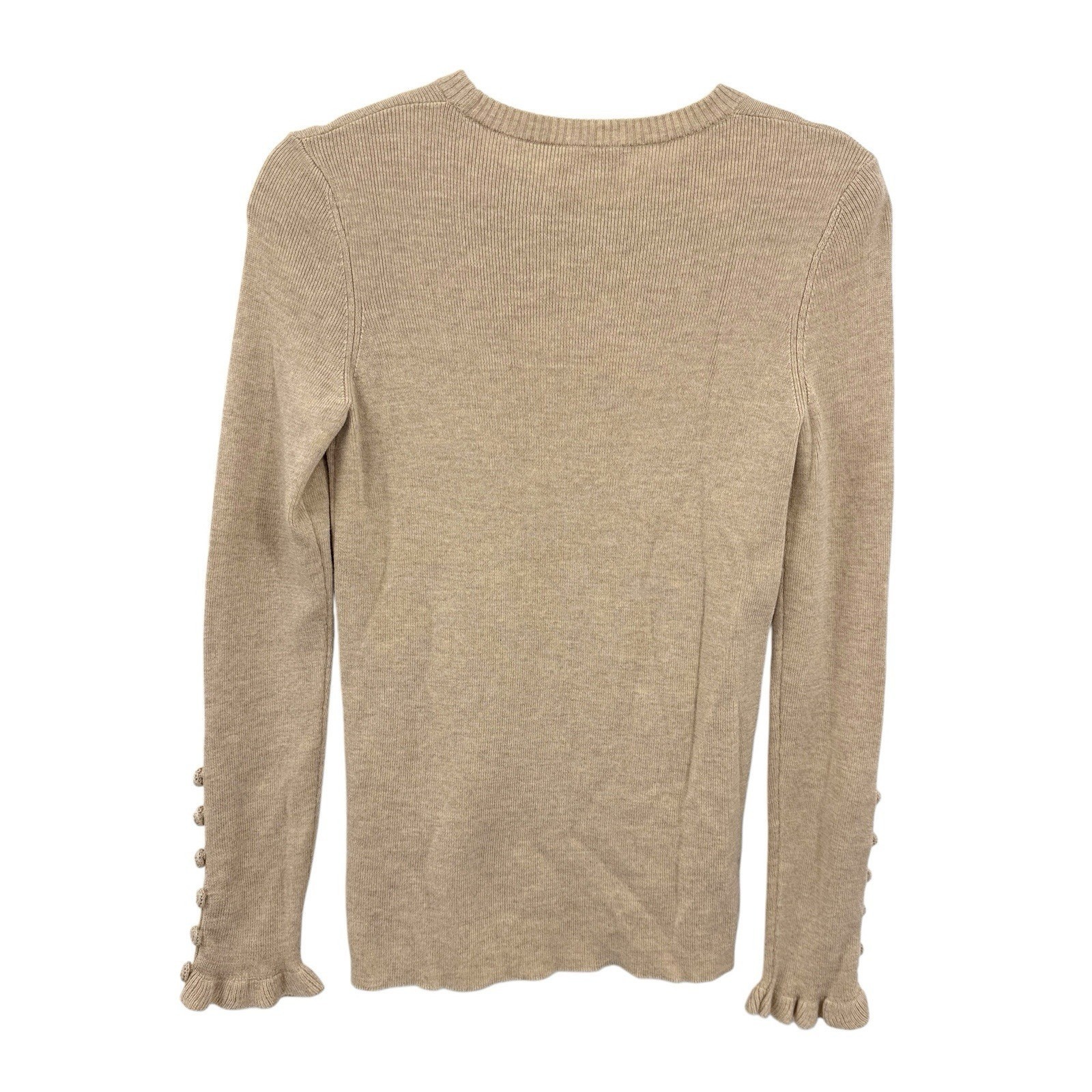 See By Chloe Button Sleeve Sweater Dark Taupe Wool Large Crewneck Pullover