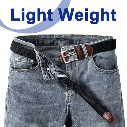 Mens Belt,Canvas Elastic Fabric Woven Stretch Belts for Golf Casual Pants Shirts