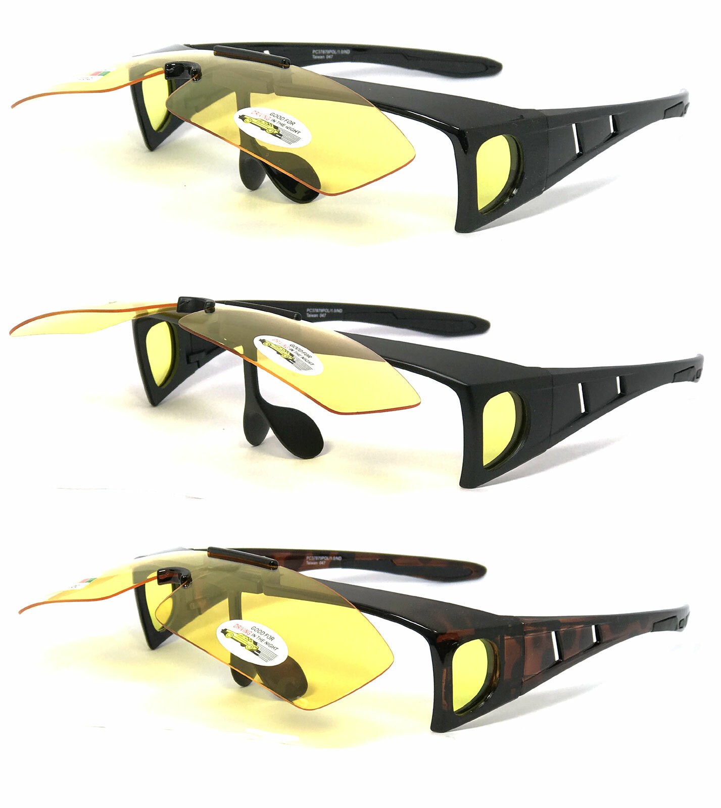 Flip Up Polarized Anit Glare Night Driving Lens Fit Over Glasses Sunglasses