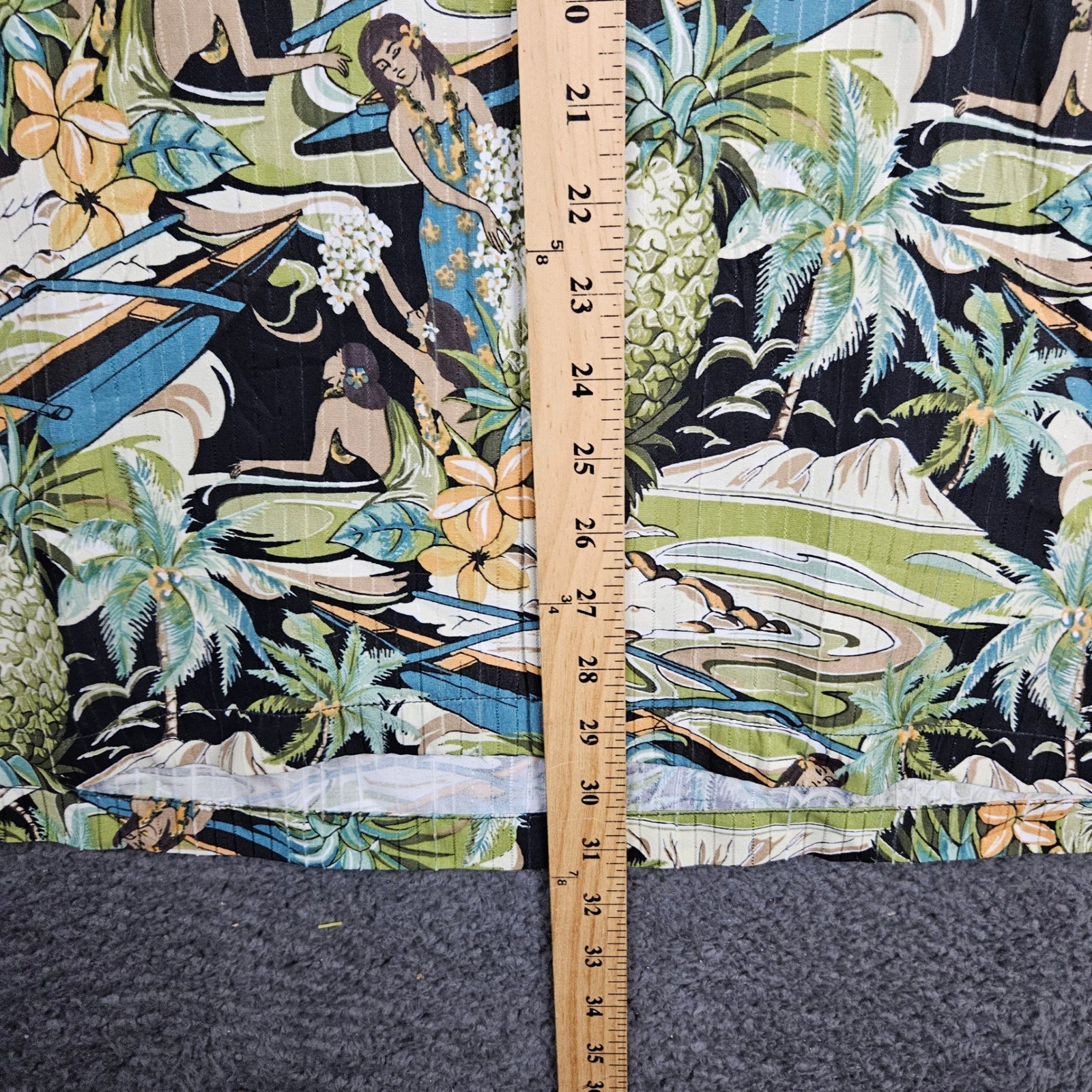 Tommy Bahama Mens XL Silk Cotton Hula Girl Pineapple Tropical Camp Shirt Green