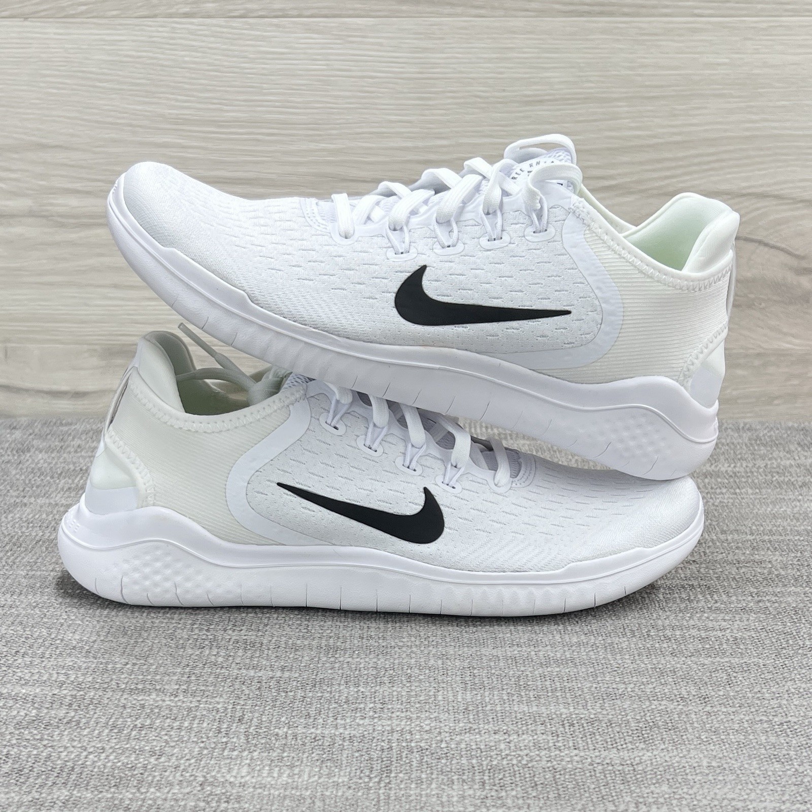 Nike Free RN 2018 White Black Run Running 942837-100 Low Gym Training Womens 10