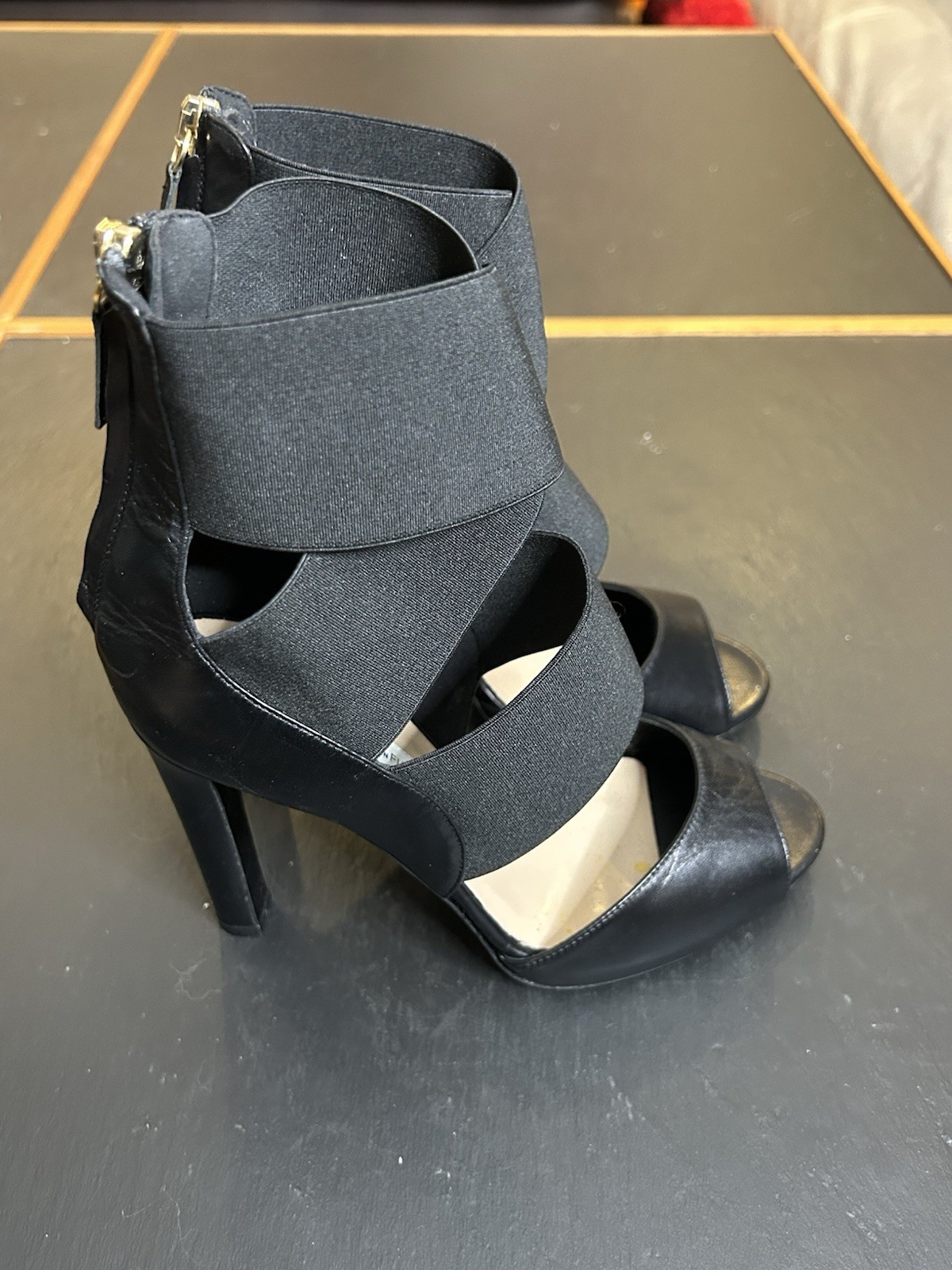 NWOB Women’s Size 7B Diane Von Furstenberg Strapy Black Stiletto Heel