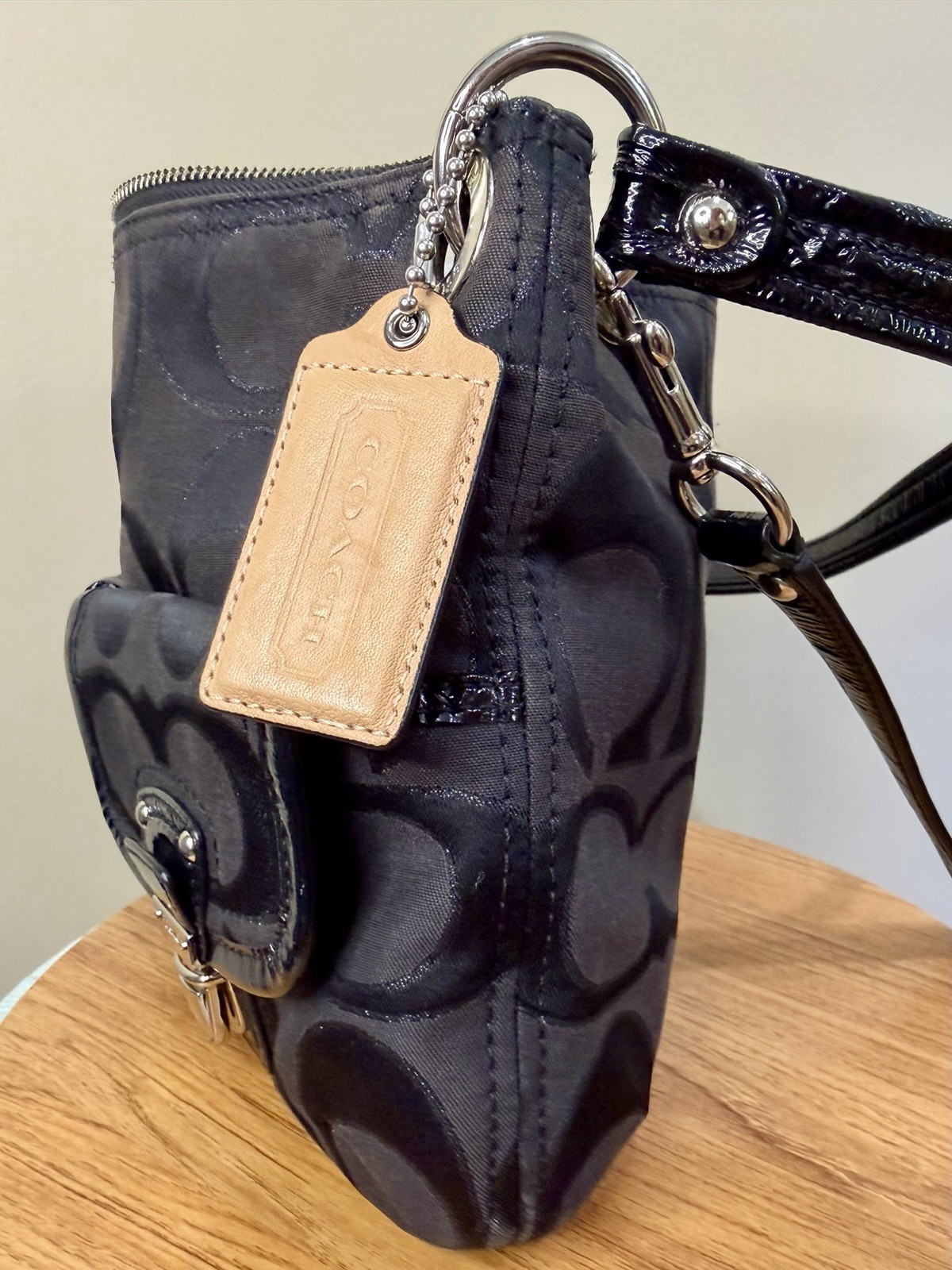 Y2K Coach 12984 Black Signature Jacquard Shoulder Crossbody Bag Detachable Strap