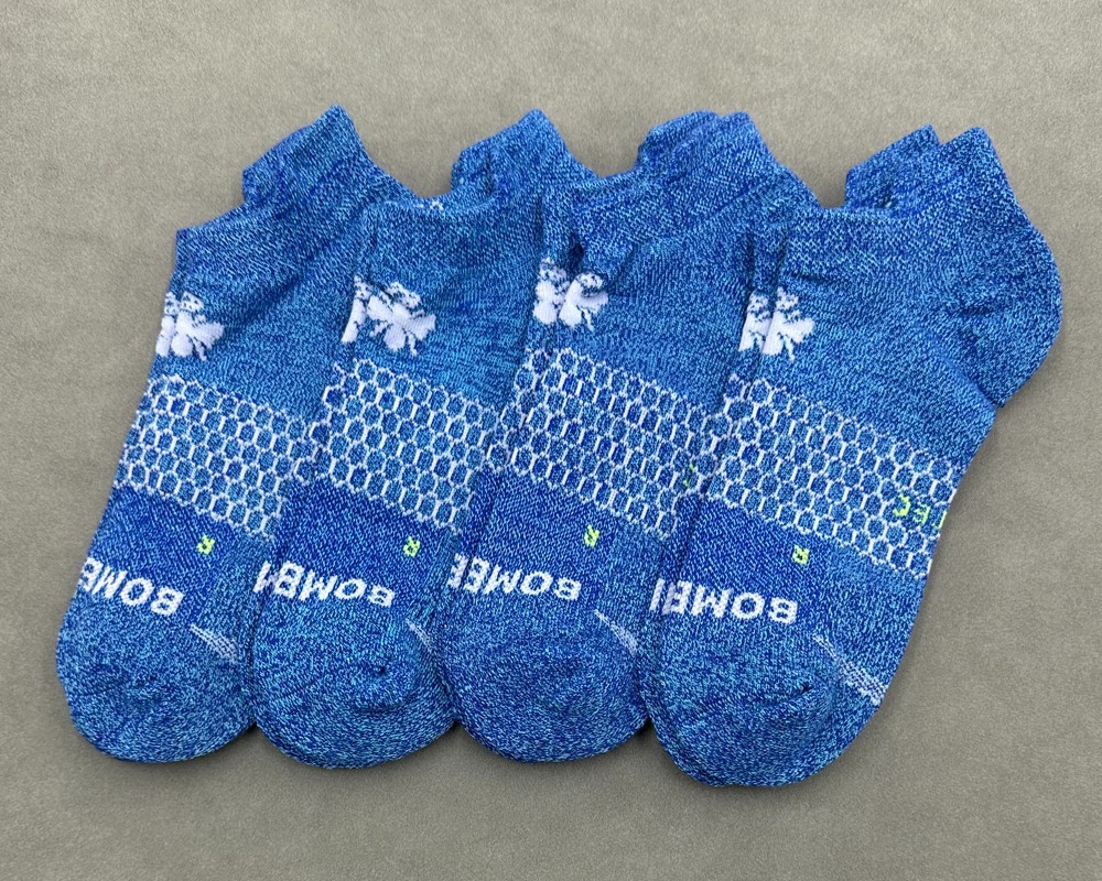 BOMBAS 4 Pairs Men’s All performances Ankle Socks Cushion Size L 9.5-13 Blue