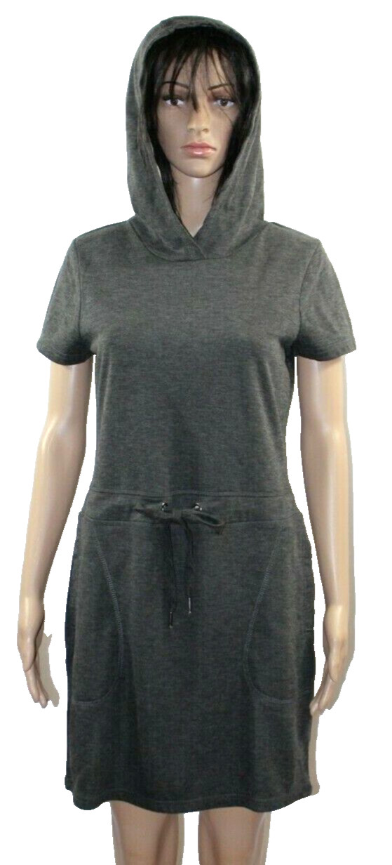 Freedom Trail by Kyodan Gray Activewear Hoodie Dress Pockets Short Sleeves S