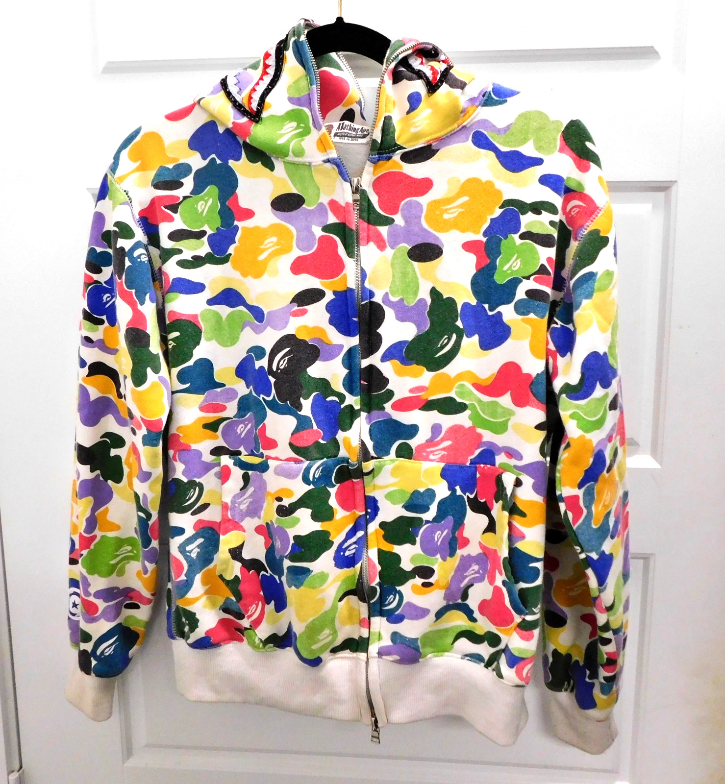 A Bathing Ape BAPE Shark Full Zip Hoodie Multicolor Camo Men’s M