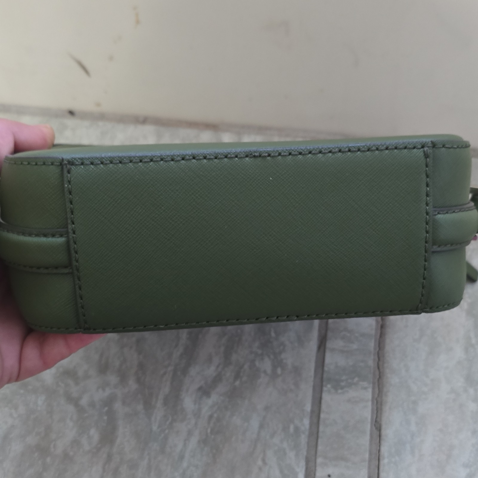 Kate Spade New York Green Small Crossbody Bag Zip Closure Silver Logo