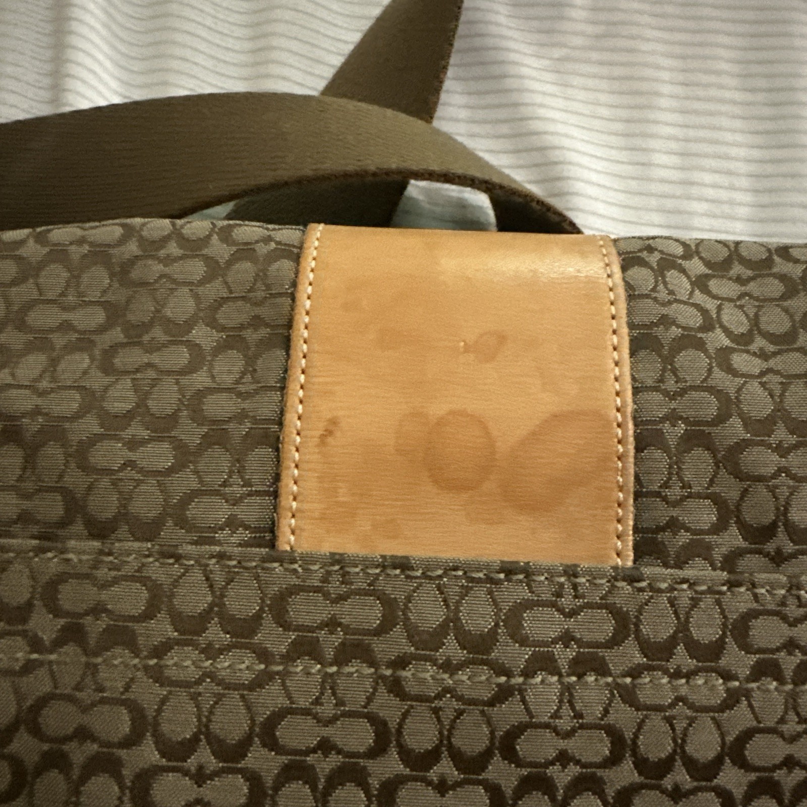 Coach CC Monogram Logo Flap Over Diaper Bag Laptop Bag Brown H0785-F77004