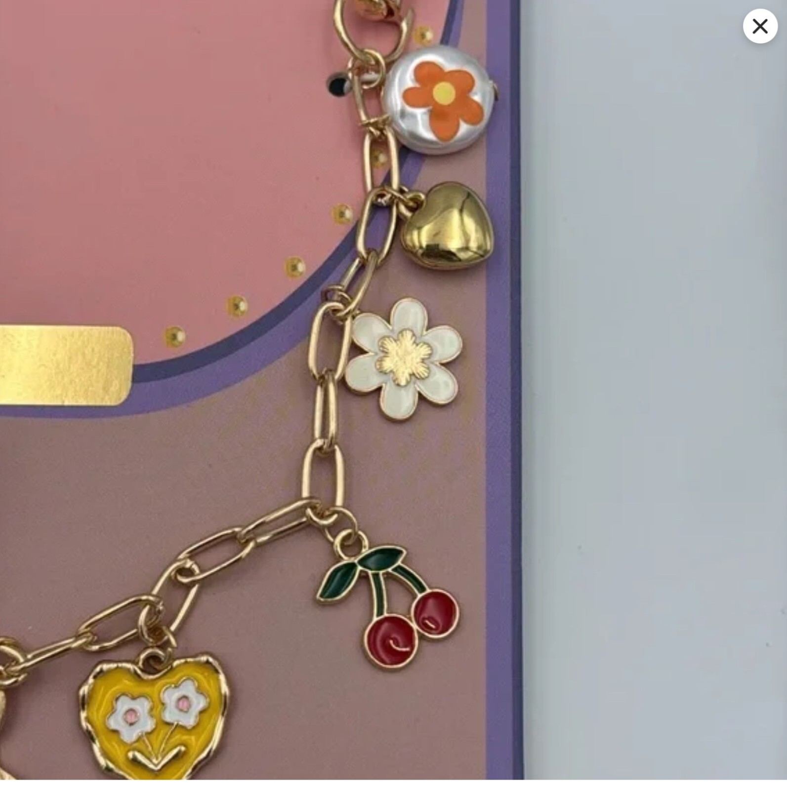 XOXO Extension Chain Charms Cherry Butterfly Smiley Bow NWT